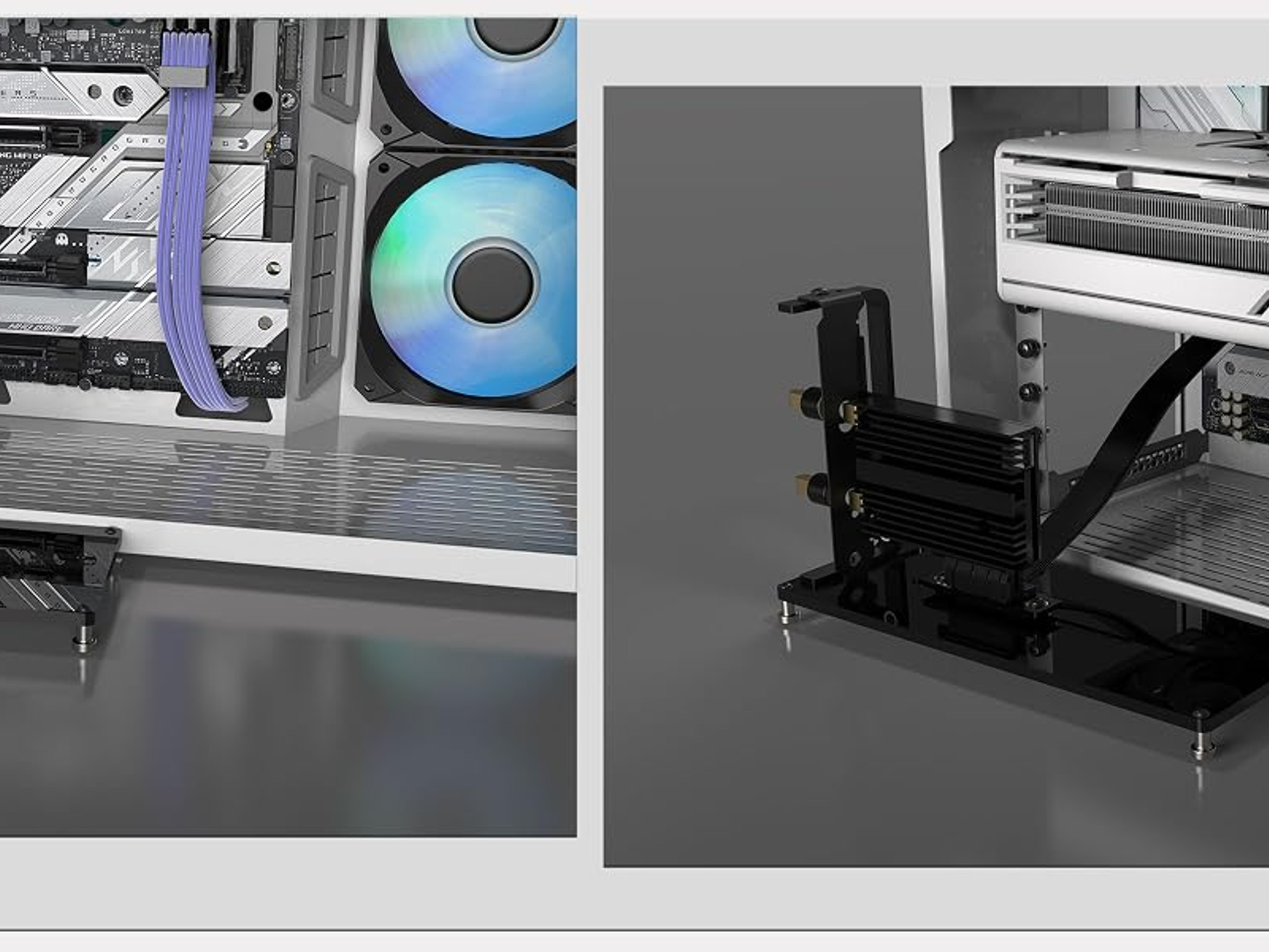 Vertical PCIe Mount for PC Case - Acrylic Support Bracket with PCIe Riser Slot for PCIe 1X 4X GPU