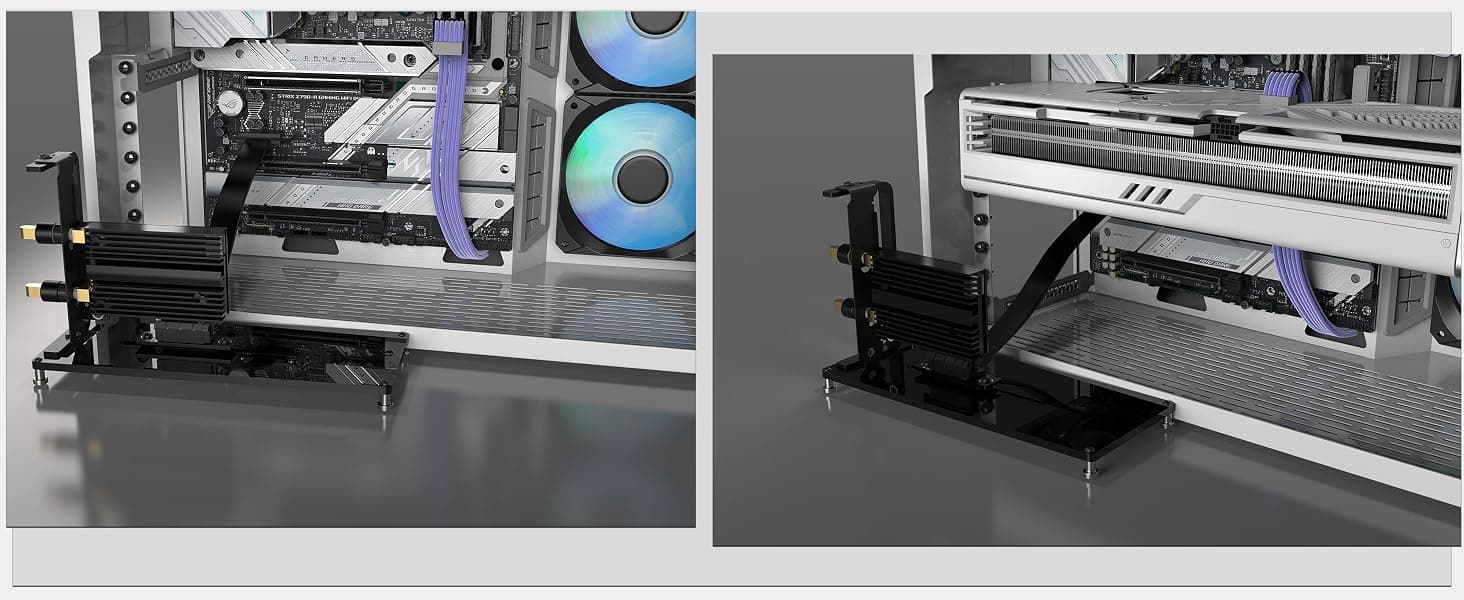 Vertical PCIe Mount for PC Case - Acrylic Support Bracket with PCIe Riser Slot for PCIe 1X 4X GPU