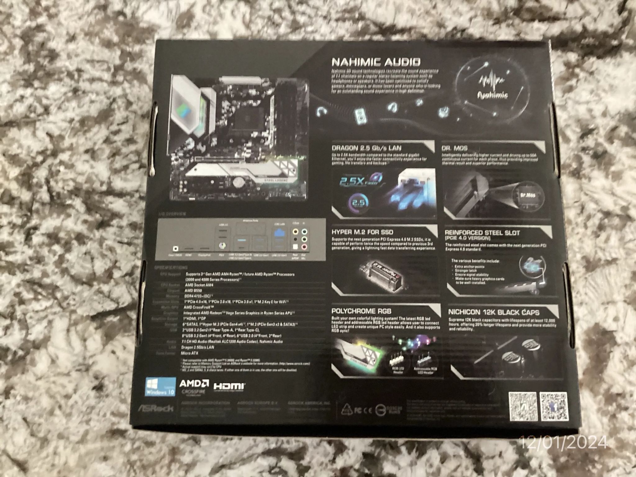 ASRock B550M Steel Legend AM4 Micro ATX Motherboard -- Open Box -- Never Used