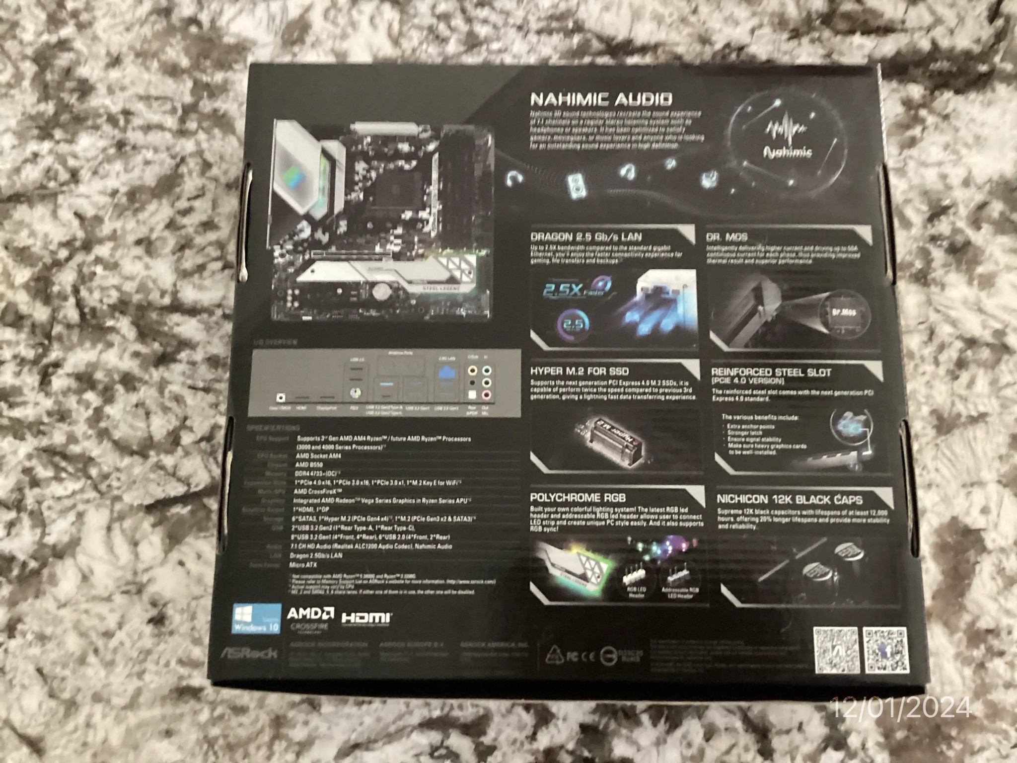 ASRock B550M Steel Legend AM4 Micro ATX Motherboard -- Open Box -- Never Used