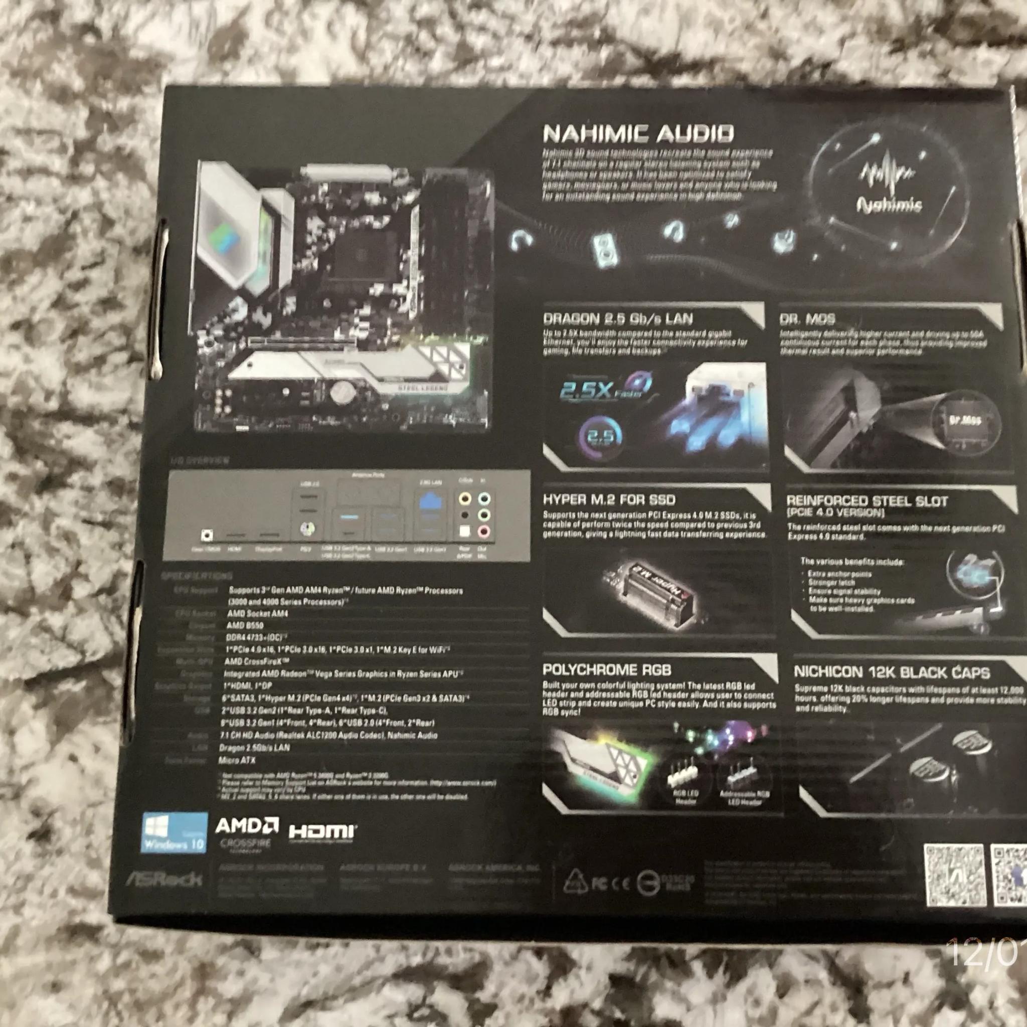 ASRock B550M Steel Legend AM4 Micro ATX Motherboard -- Open Box -- Never Used