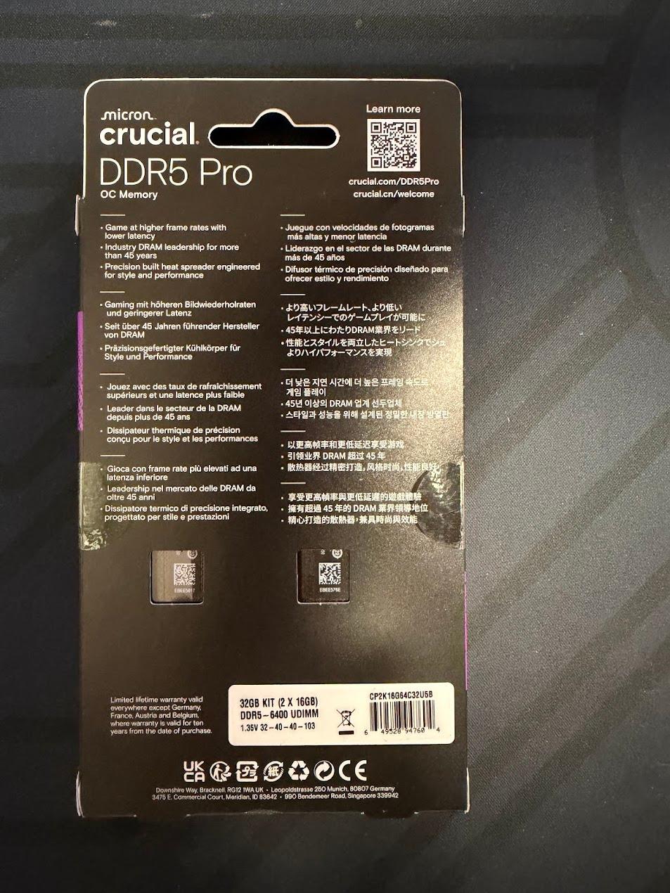 Crucial DDR5 Pro OC Memory (32GB Kit / 2x16GB)
