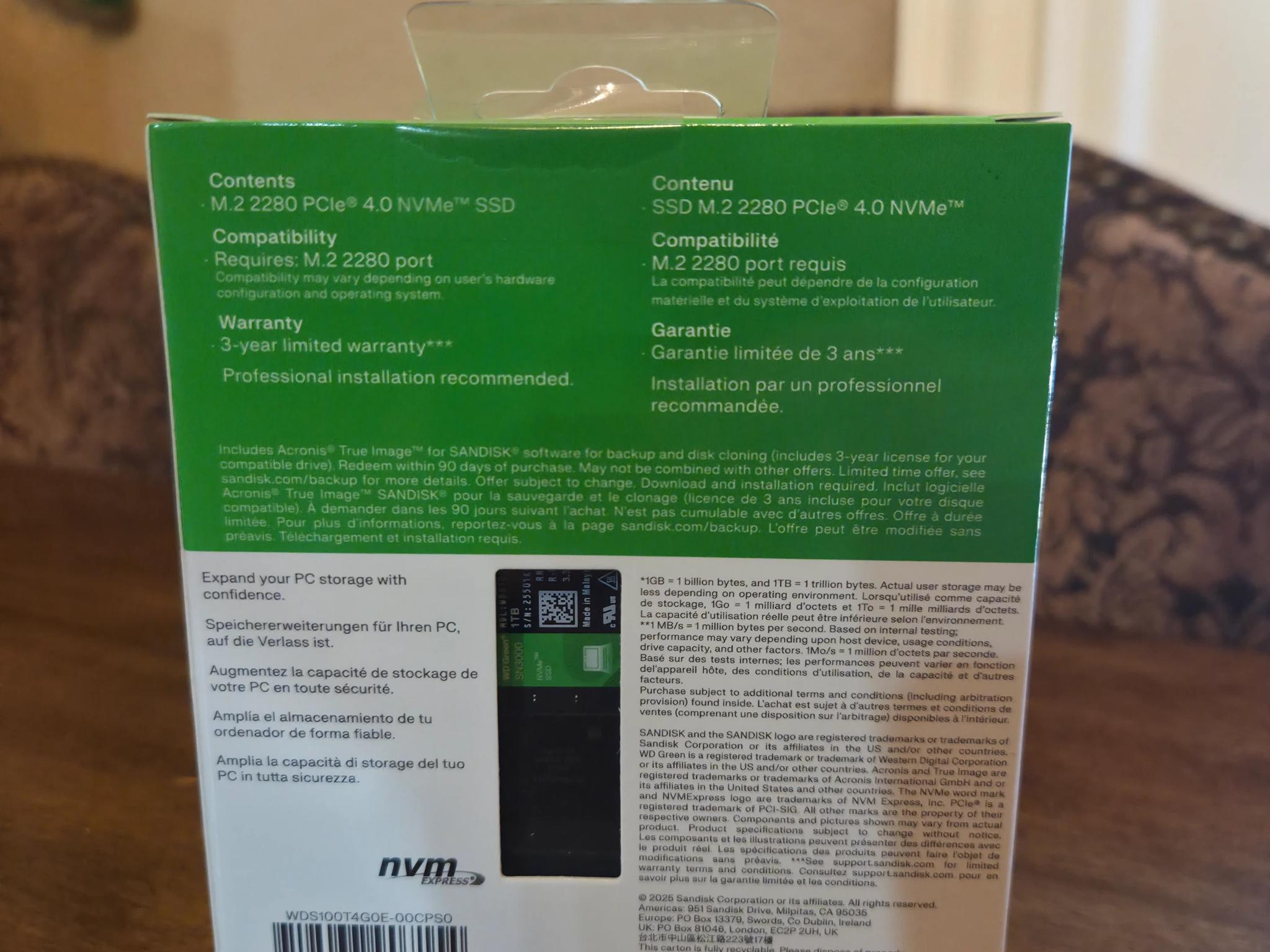 Sandisk WD Green SN3000 NVMe SSD - 1TB! BNIB!