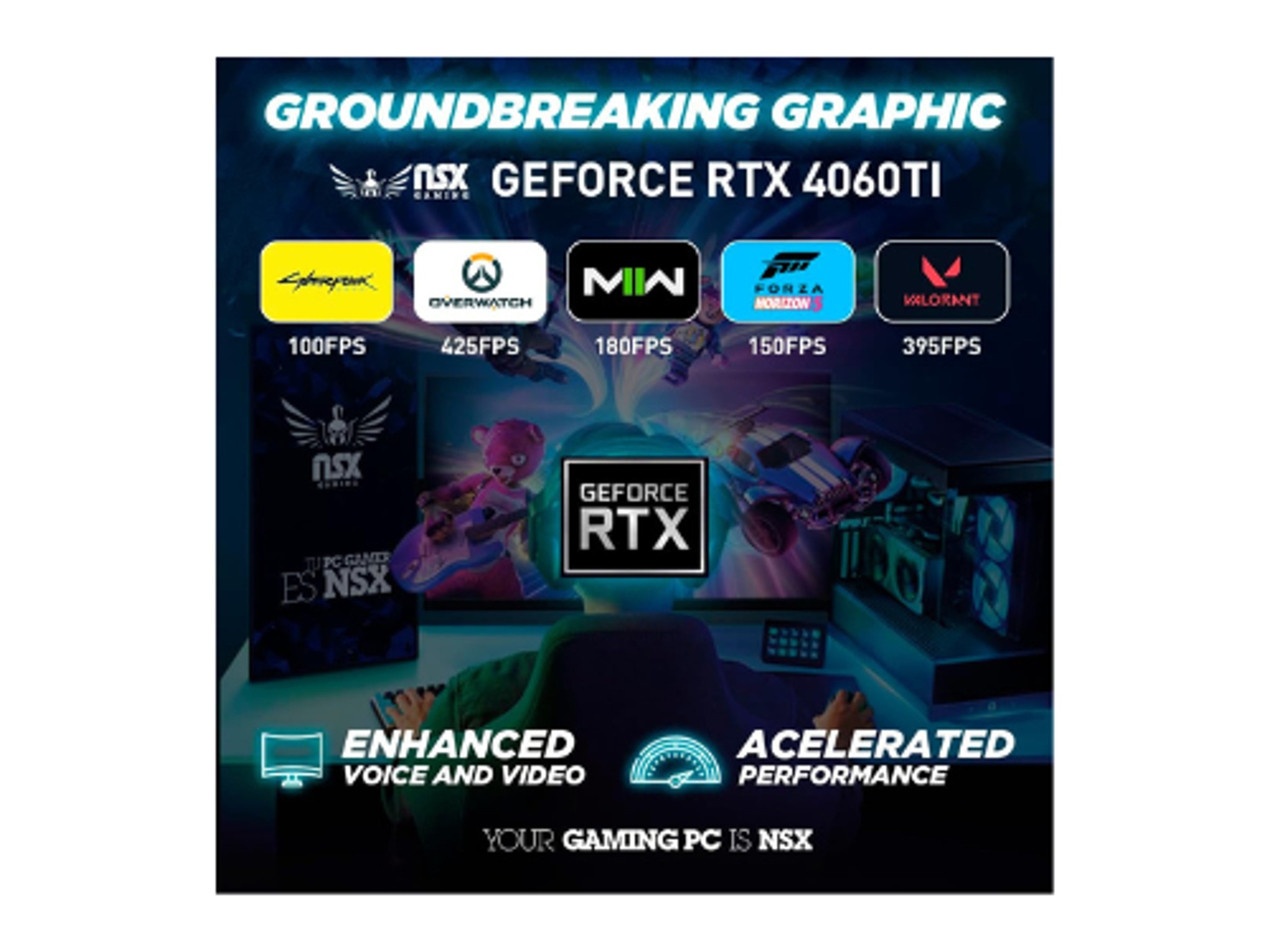 NSX Falcon Ryzen 5 5600X, RTX 4060 Ti, 16GB DDR4 3600 RGB, 1TB SSD NVME, Win 11, WiFi, BT, VR Ready