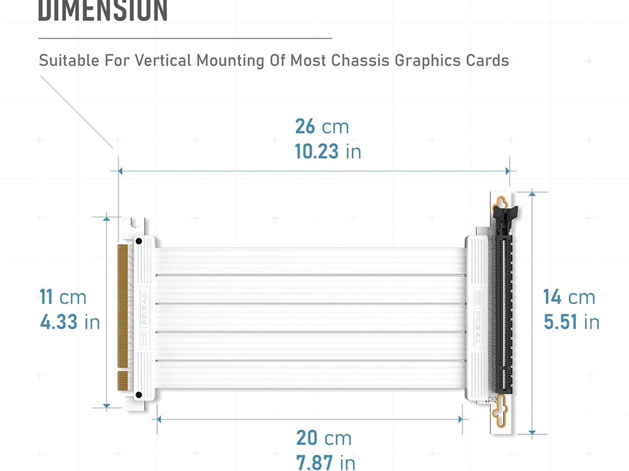 EZDIY-FAB Gen4 PCIe Flex cable | 20cm white