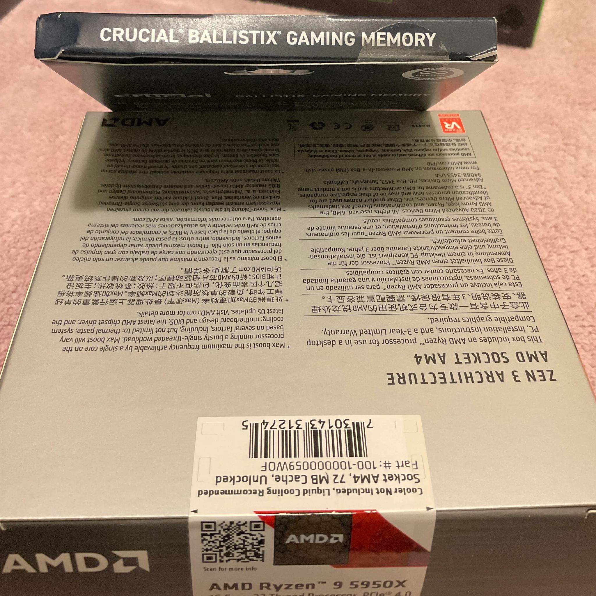 ASRock X570 Taichi Razer Edition Motherboard|Ryzen 9 5950X CPU|Crucial Ballistix DDR4 64GB kit