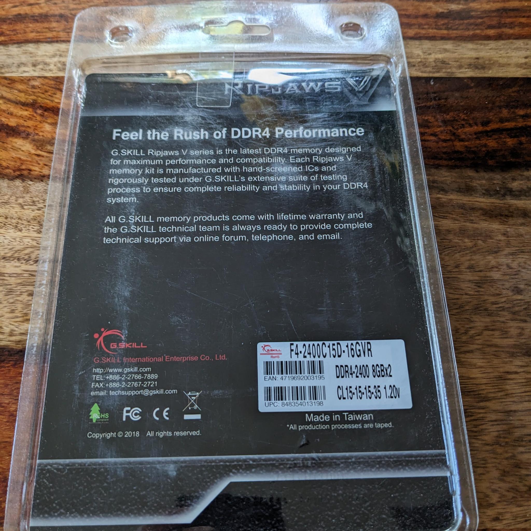 G.SKILL Ripjaws V DDR4 2400 C15-Tested w/ MemTest86 at 3200MHz for 4+ hours. IOB