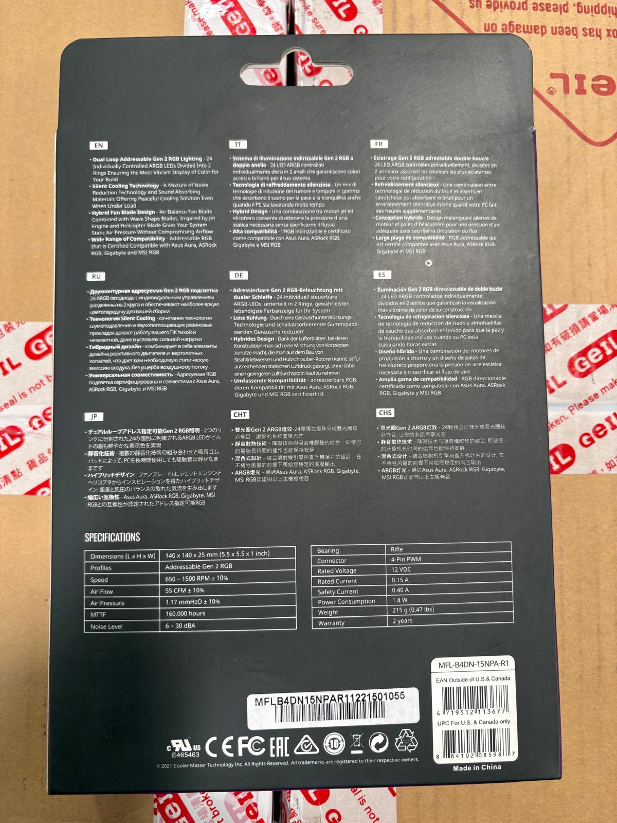 Brand In New In Box - FAN | Cooler Master 140mm Halo RGB Black
