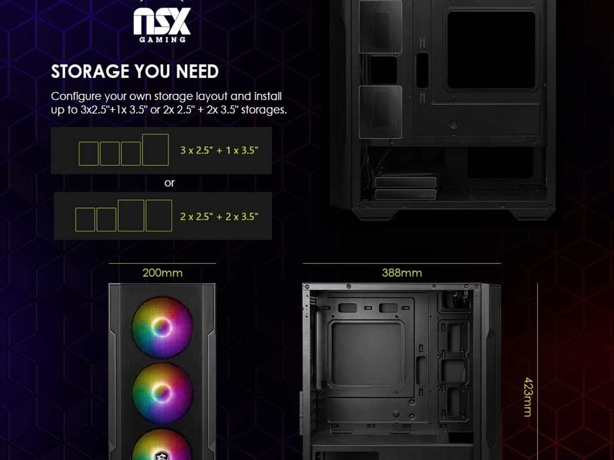NSX Desktop Gaming | AMD Ryzen 7 5700G 4.6GHz | NVIDIA 16GB 2*8 GB DDR4 3600 | Windows 11 Home