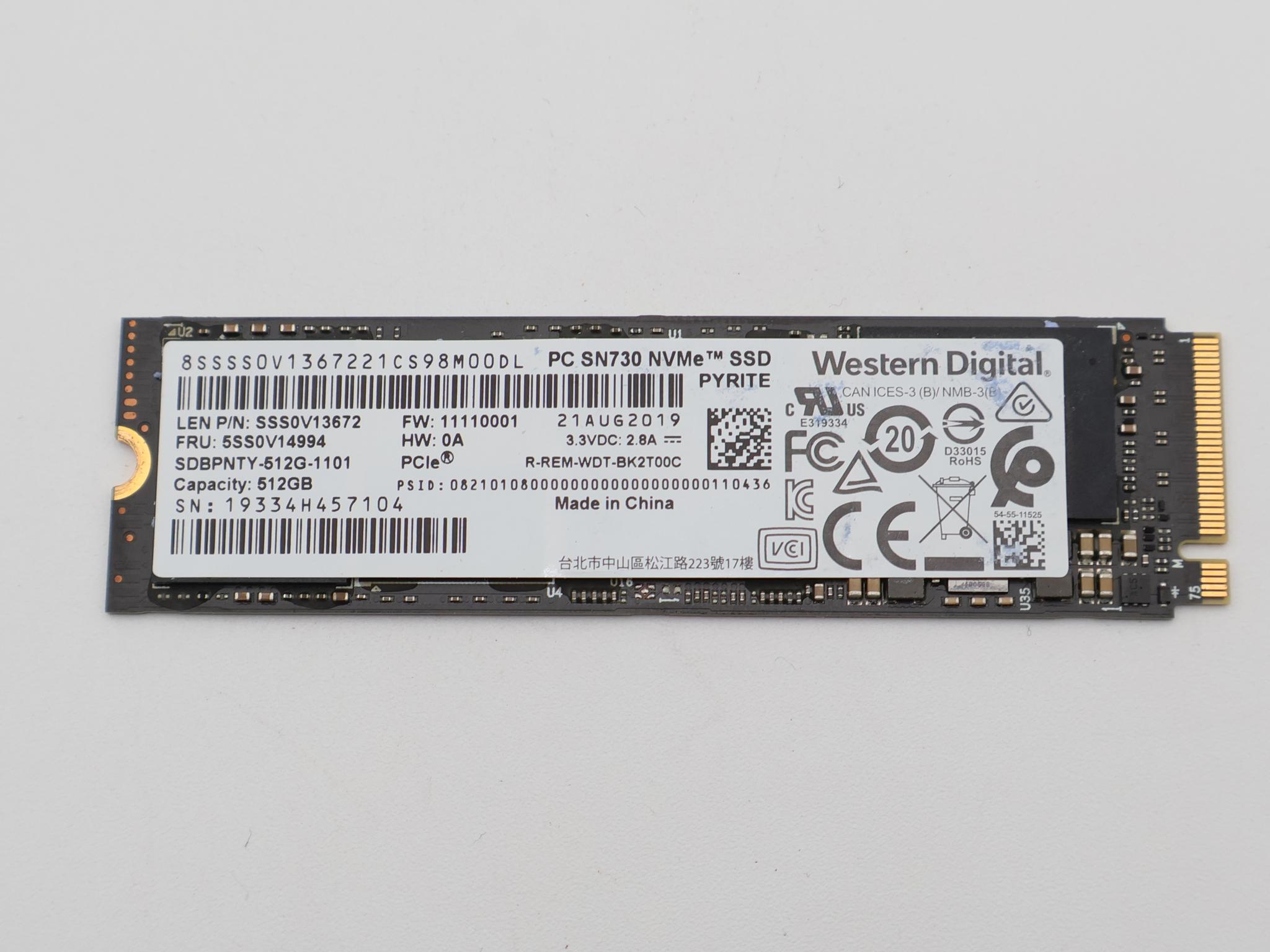 Western Digital PC SN730 512GB NVMe M.2 2280 SSD PCIe 3.0 - Tested
