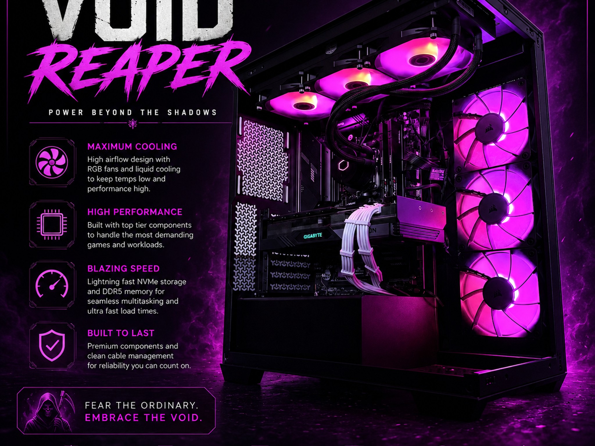 ⚫️"Void Reaper "🟣| 1440p Gaming | Ryzen 9 9900x | RX 7800 XT 16GB | 32B DDR5 Ram | 2TB NVMe