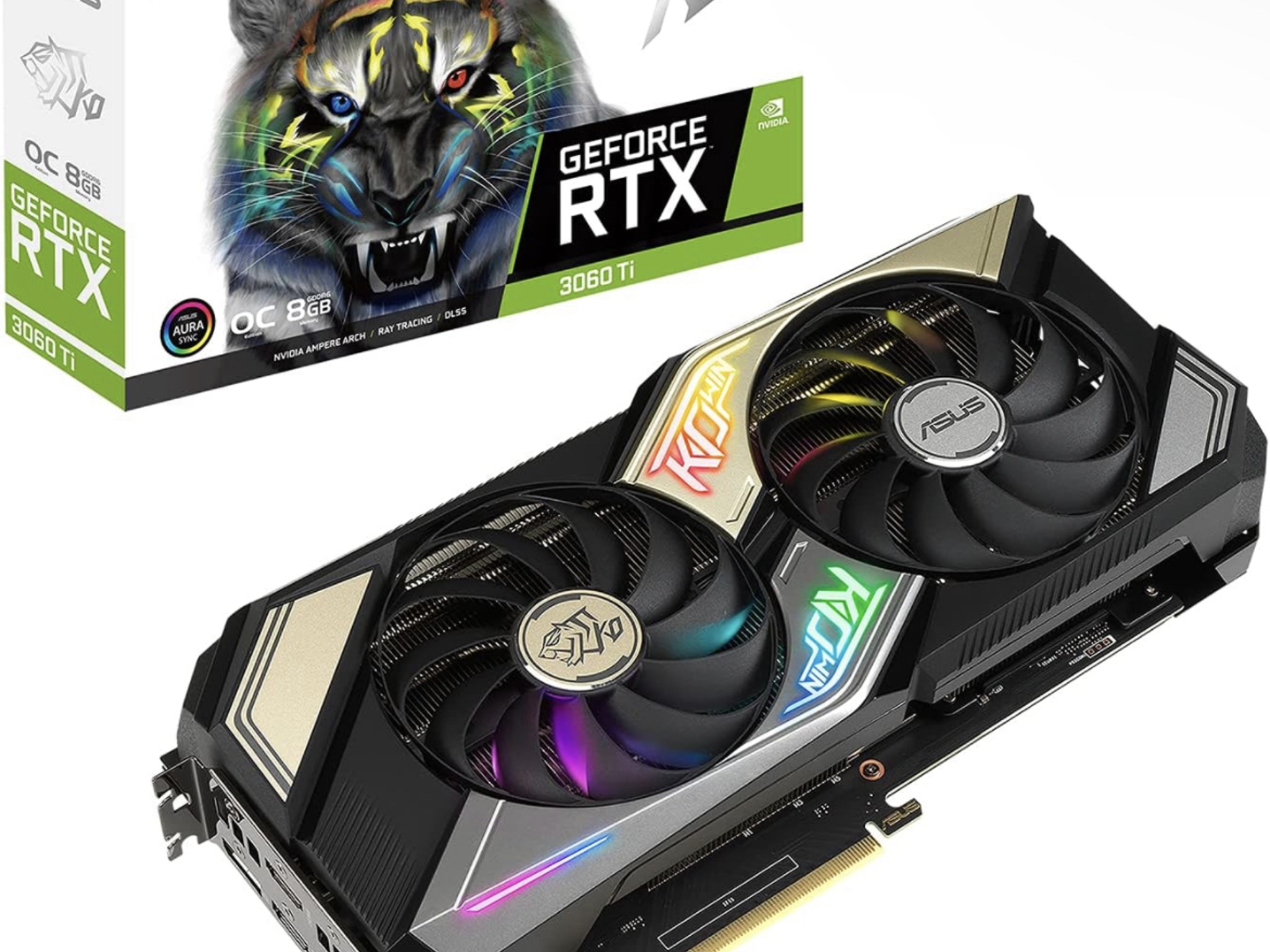ASUS KO NVIDIA GeForce RTX 3060 Ti V2 OC Edition 8GB GDDR6 Gaming Graphics Card- PCIe 4.0, 8GB GDDR6