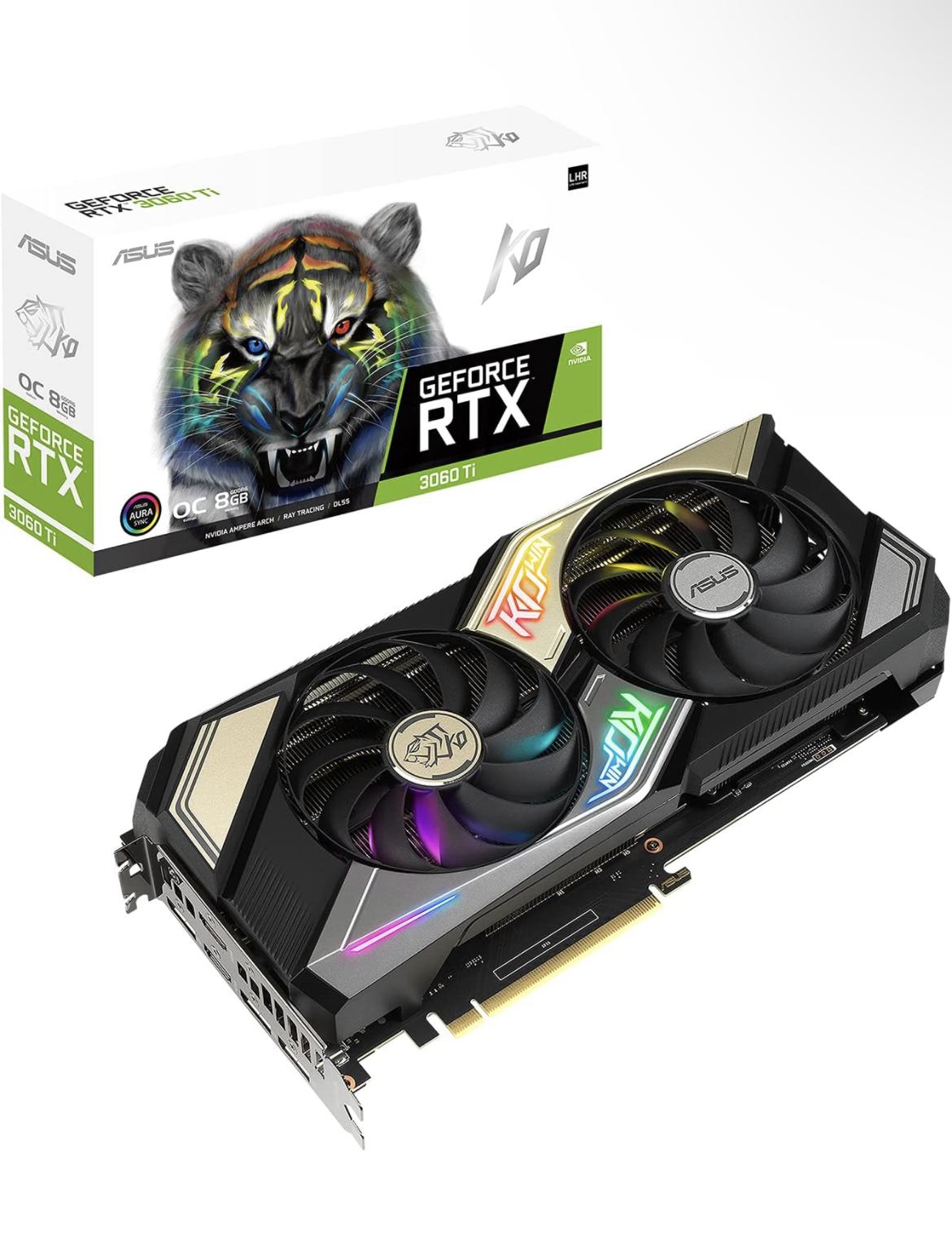 ASUS KO NVIDIA GeForce RTX 3060 Ti V2 OC Edition 8GB GDDR6 Gaming Graphics Card- PCIe 4.0, 8GB GDDR6