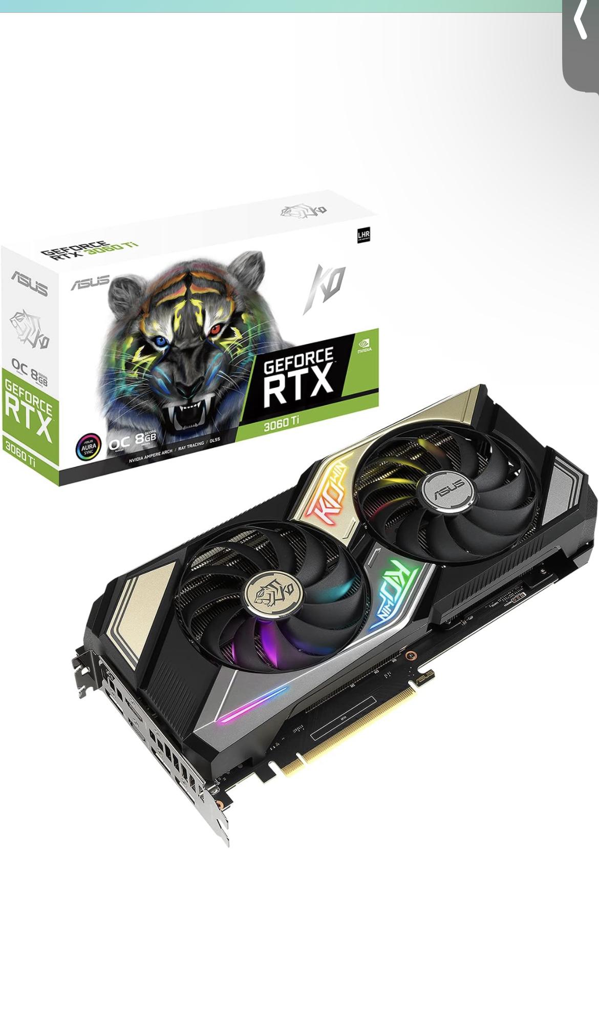ASUS KO NVIDIA GeForce RTX 3060 Ti V2 OC Edition 8GB GDDR6 Gaming Graphics Card- PCIe 4.0, 8GB GDDR6