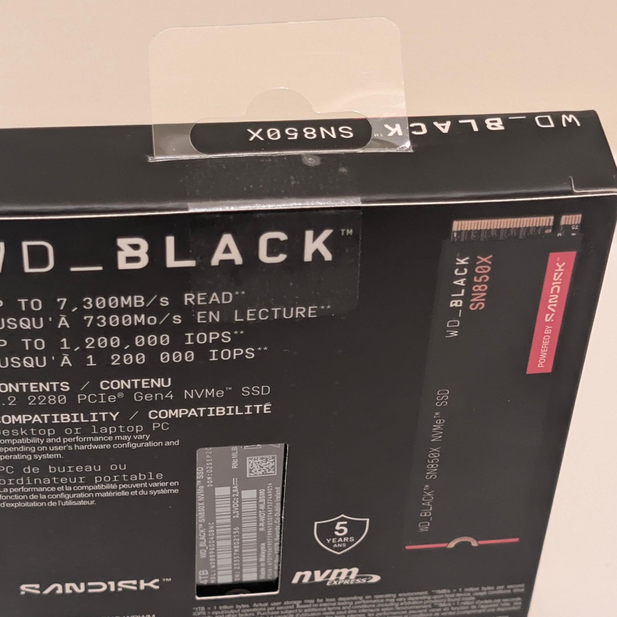 Western Digital WD_BLACK SN850X 4TB NVMe Internal M.2 SSD NEW SEALED w/o heatsink