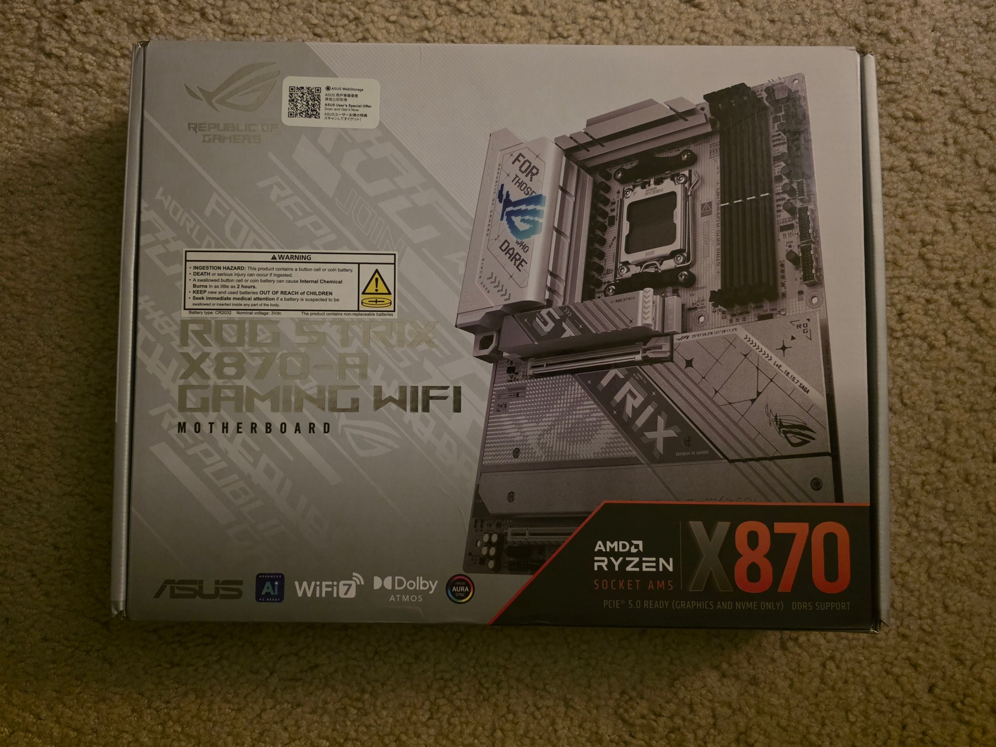 ASUS ROG STRIX X870-A GAMING WIFI AM5 ATX Motherboard Brand New Sealed