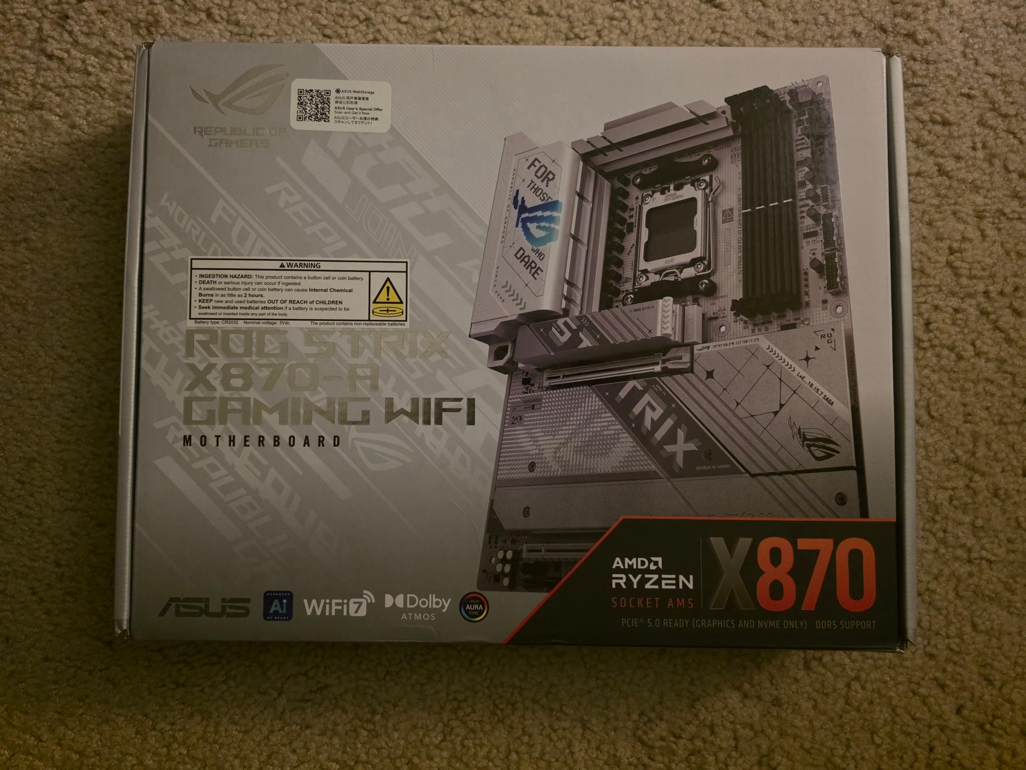 ASUS ROG STRIX X870-A GAMING WIFI AM5 ATX Motherboard Brand New Sealed