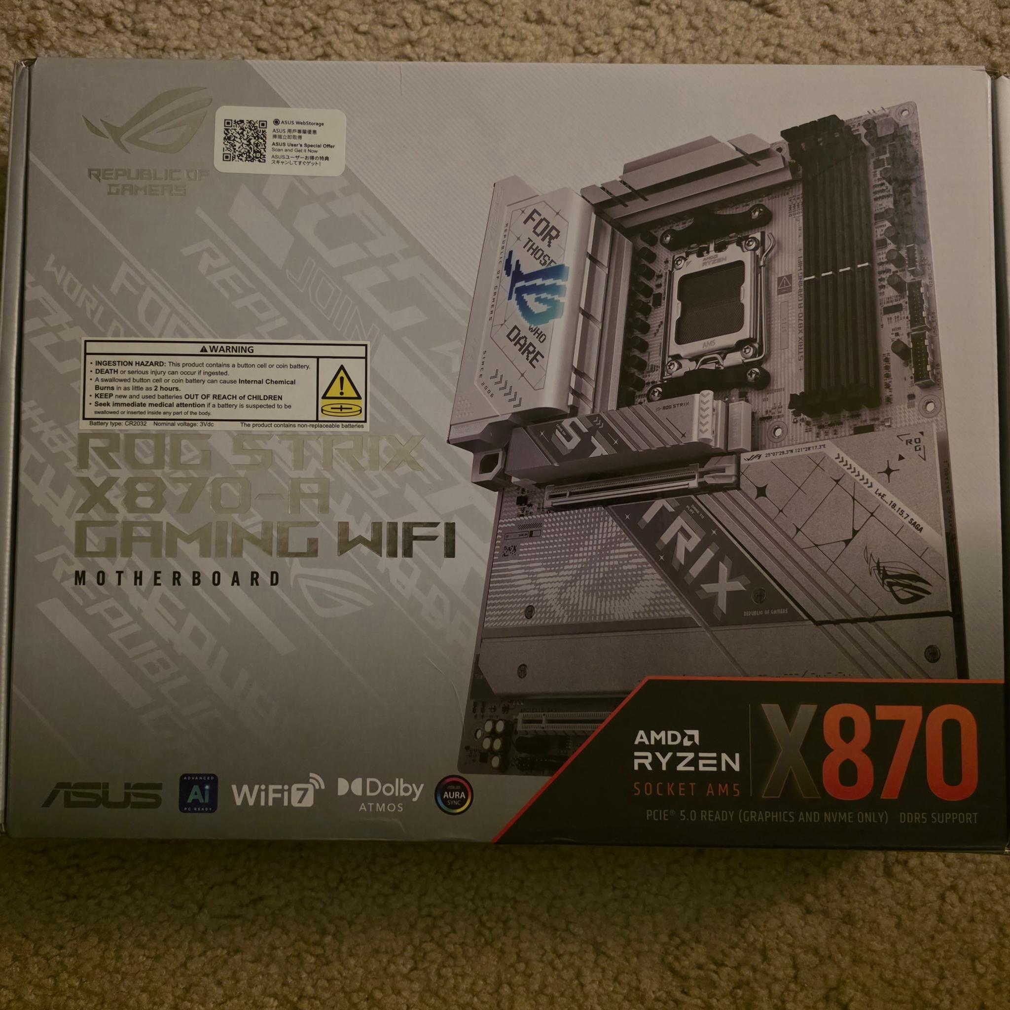 ASUS ROG STRIX X870-A GAMING WIFI AM5 ATX Motherboard Brand New Sealed
