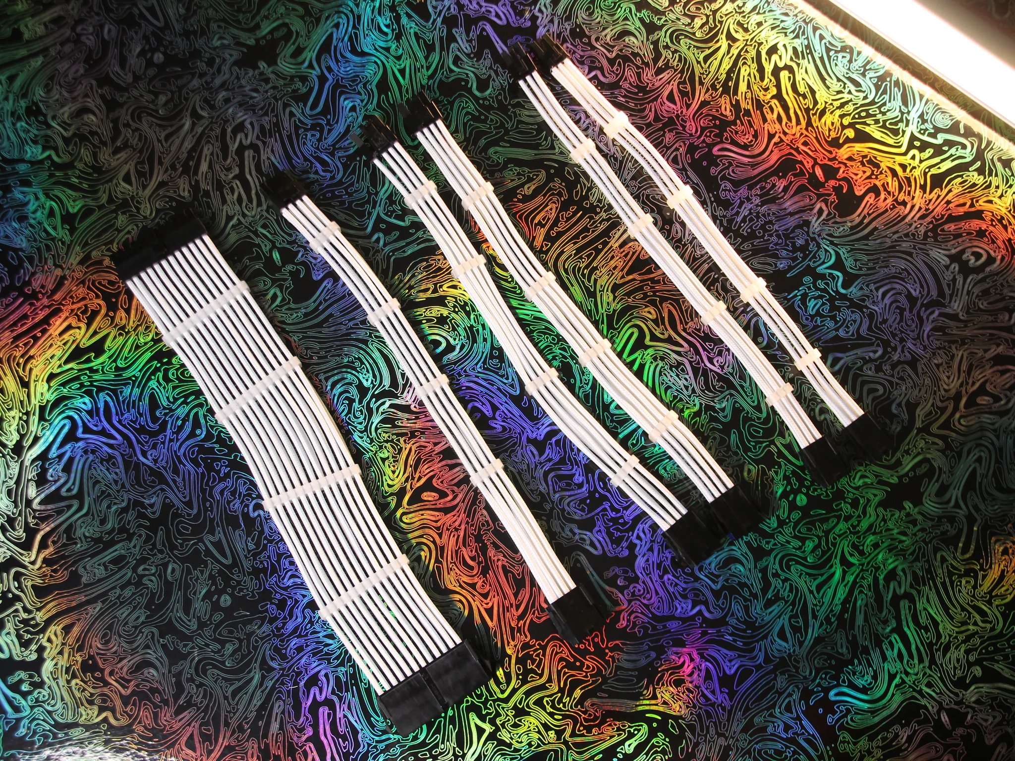 KOTTO White Braided ATX Cable Extensions w/Cable Combs