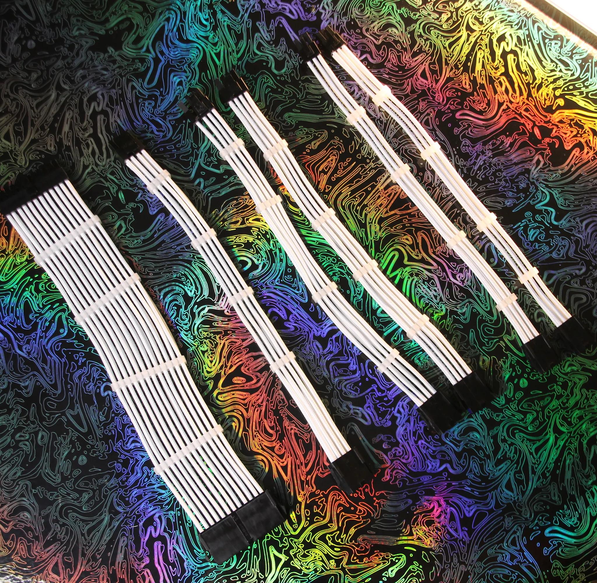 KOTTO White Braided ATX Cable Extensions w/Cable Combs