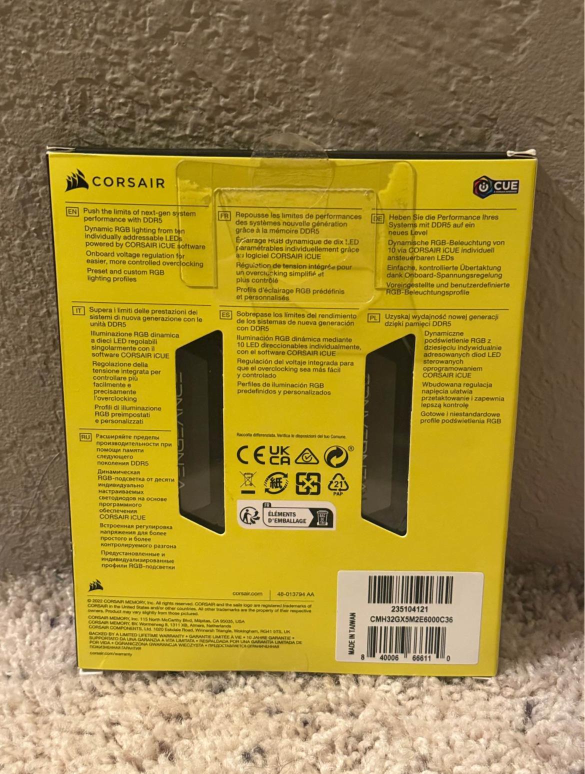 Corsair Vengeance 2X16GB Intel XMP 6000MHz DDR5