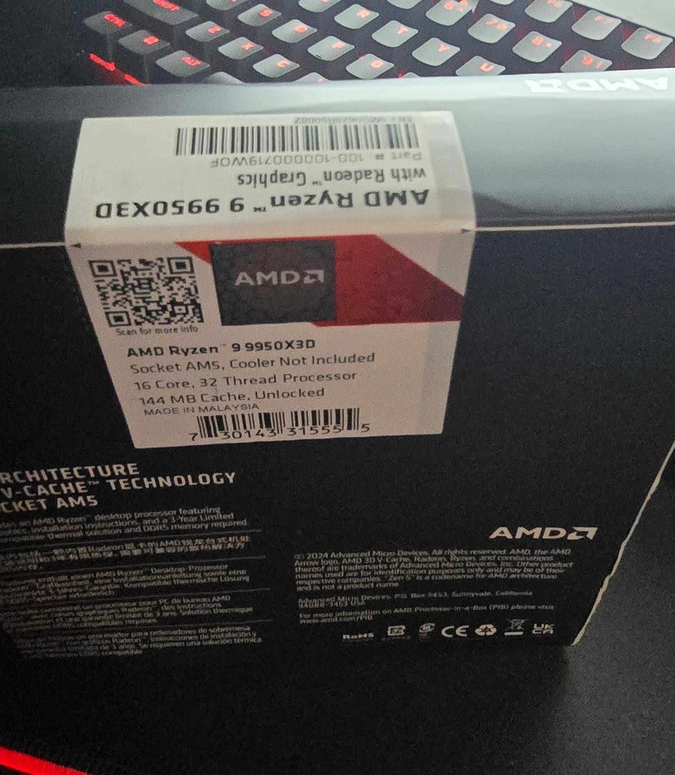 AMD Ryzen 9 9950X3D – Brand New Sealed, Never Opened – $599