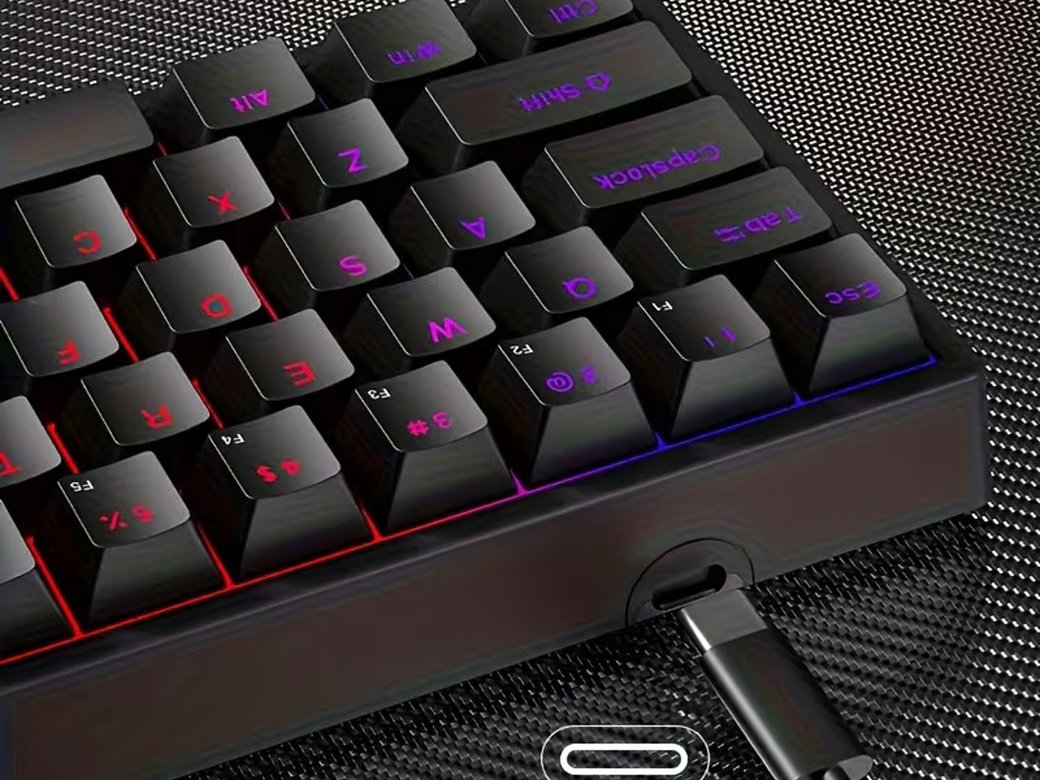 NEW Kavlorn KL61 60% Mechanical Gaming Keyboard 61 Key RGB Backlit White Black USB