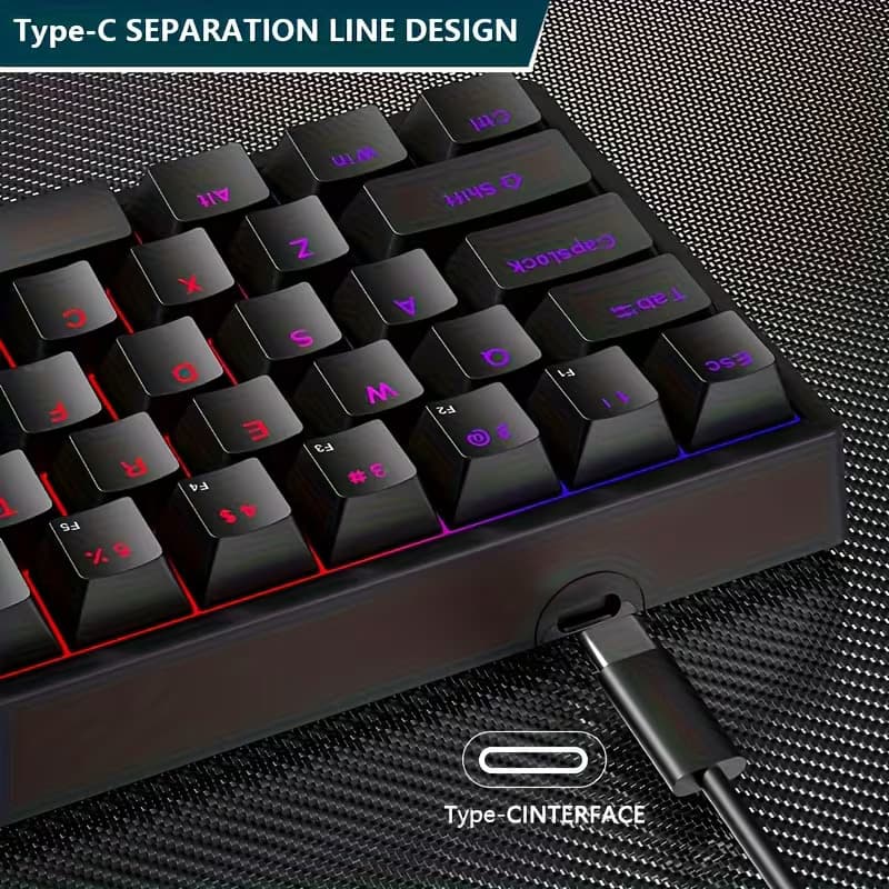 NEW Kavlorn KL61 60% Mechanical Gaming Keyboard 61 Key RGB Backlit White Black USB