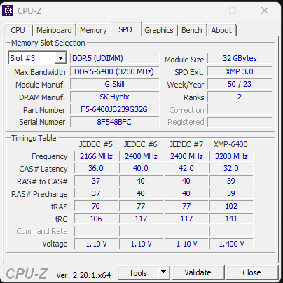 G.Skill Trident Z5 RGB 64GB (2x32GB) DDR5-6400 CL32 | SK Hynix | Tested Stable