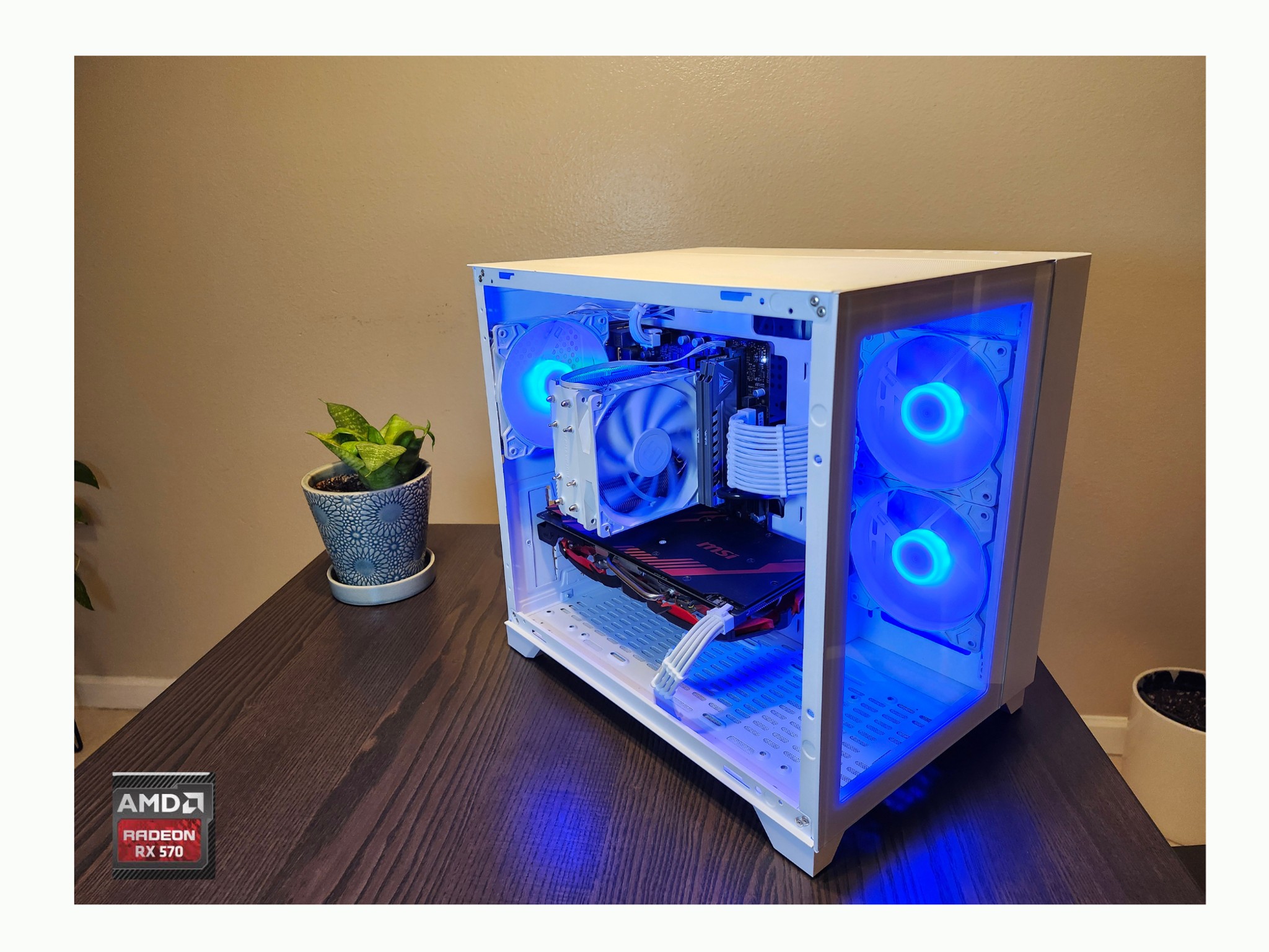Custom Gaming PC - Intel i7-6700, RX 570 8GB, 16GB RAM, 256GB SSD - White Case
