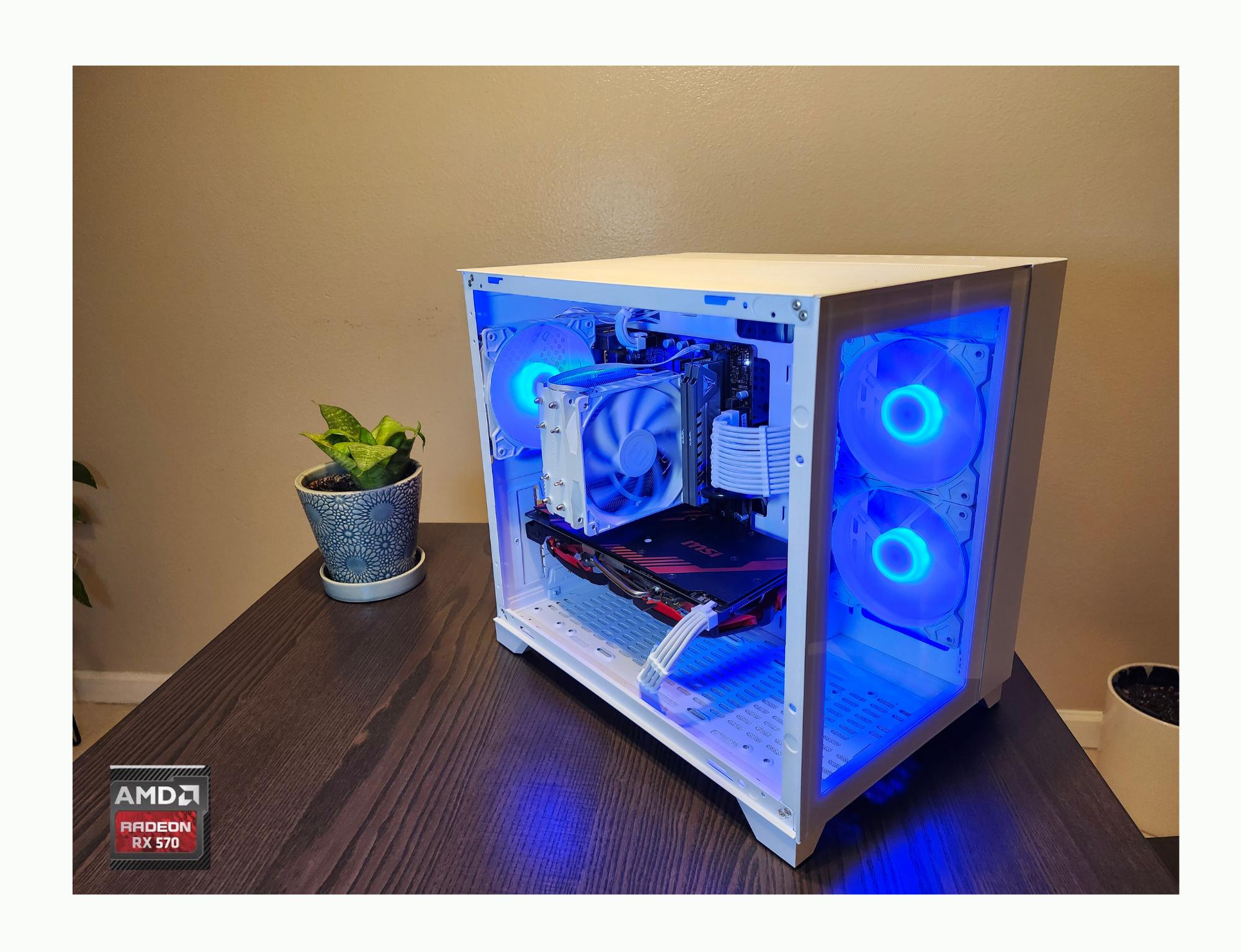 Custom Gaming PC - Intel i7-6700, RX 570 8GB, 16GB RAM, 256GB SSD - White Case