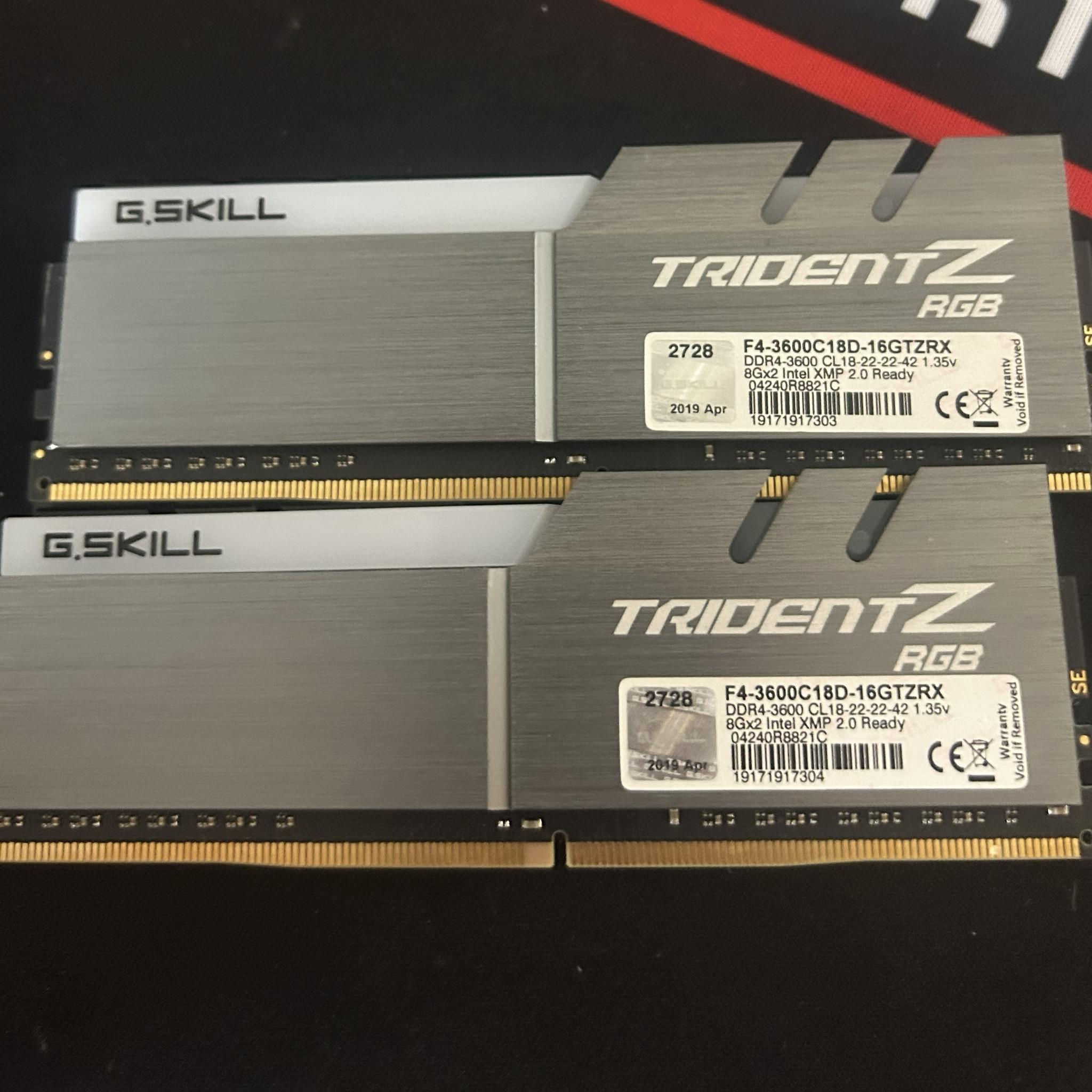 16GB (8GB x 2) G.Skill Trident Z RGB DDR4 3600M/Ts