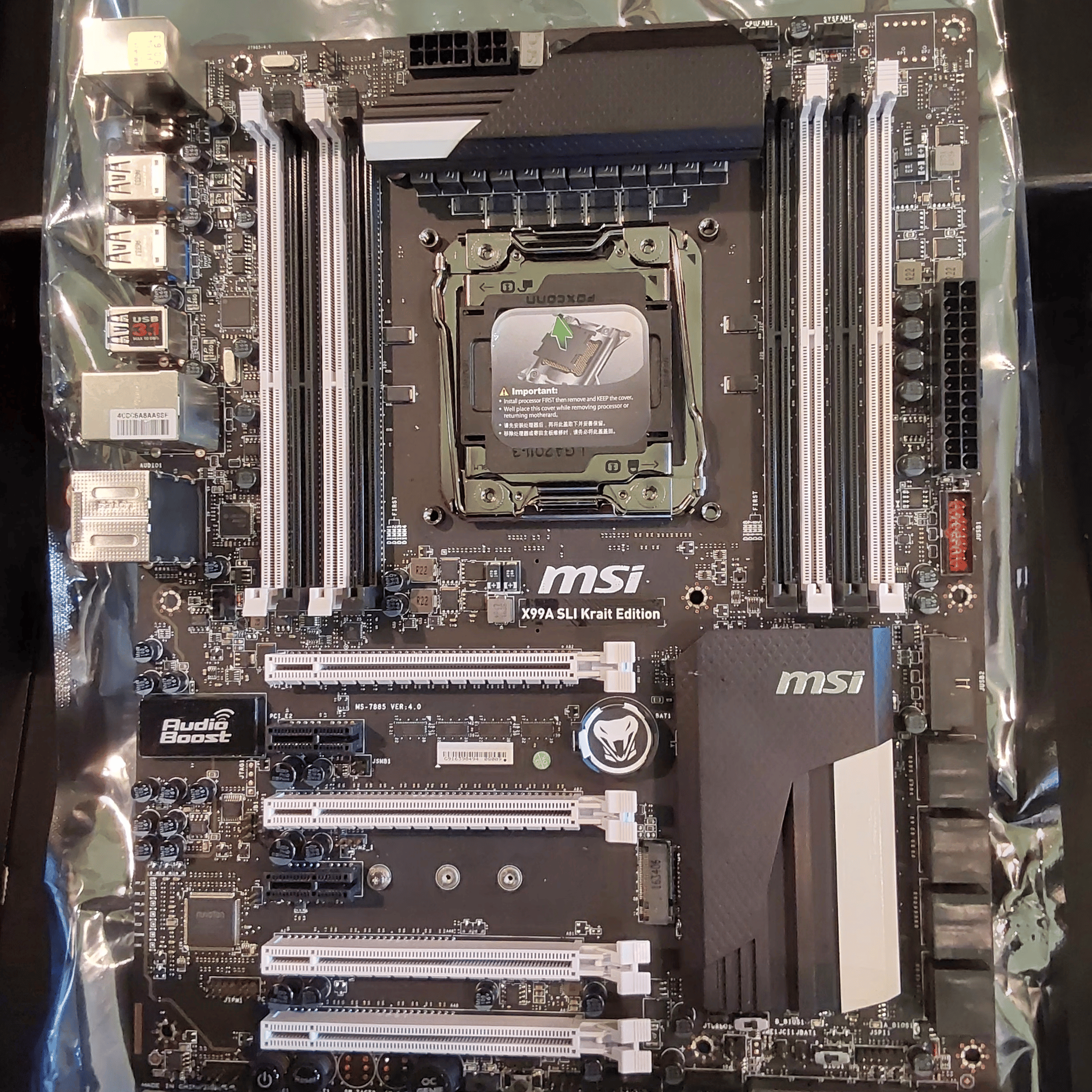 MSI Intel X99A SLI KRAIT Edition Motherboard (LGA 2011-3 socket). “Open-box”, in original retail box