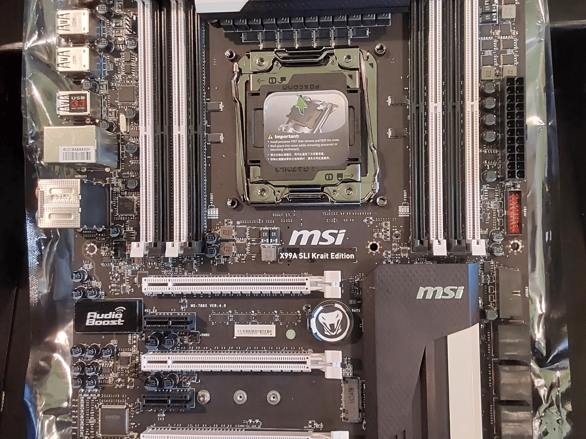 MSI Intel X99A SLI KRAIT Edition Motherboard (LGA 2011-3 socket). “Open-box”, in original retail box