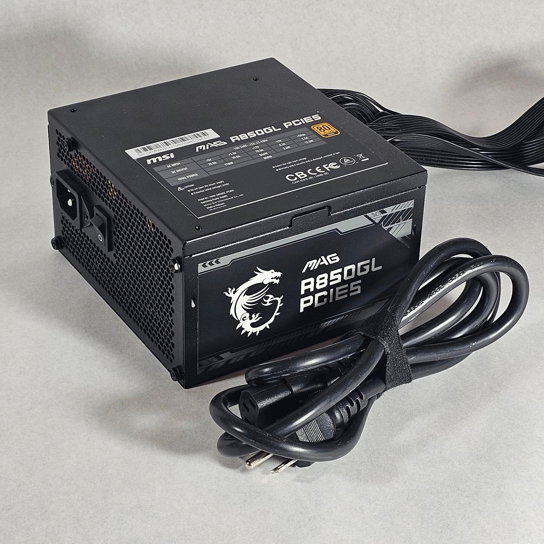 850 Watt PSU 80+ Gold MSI MAG A850GL PCIE5 Power Supply