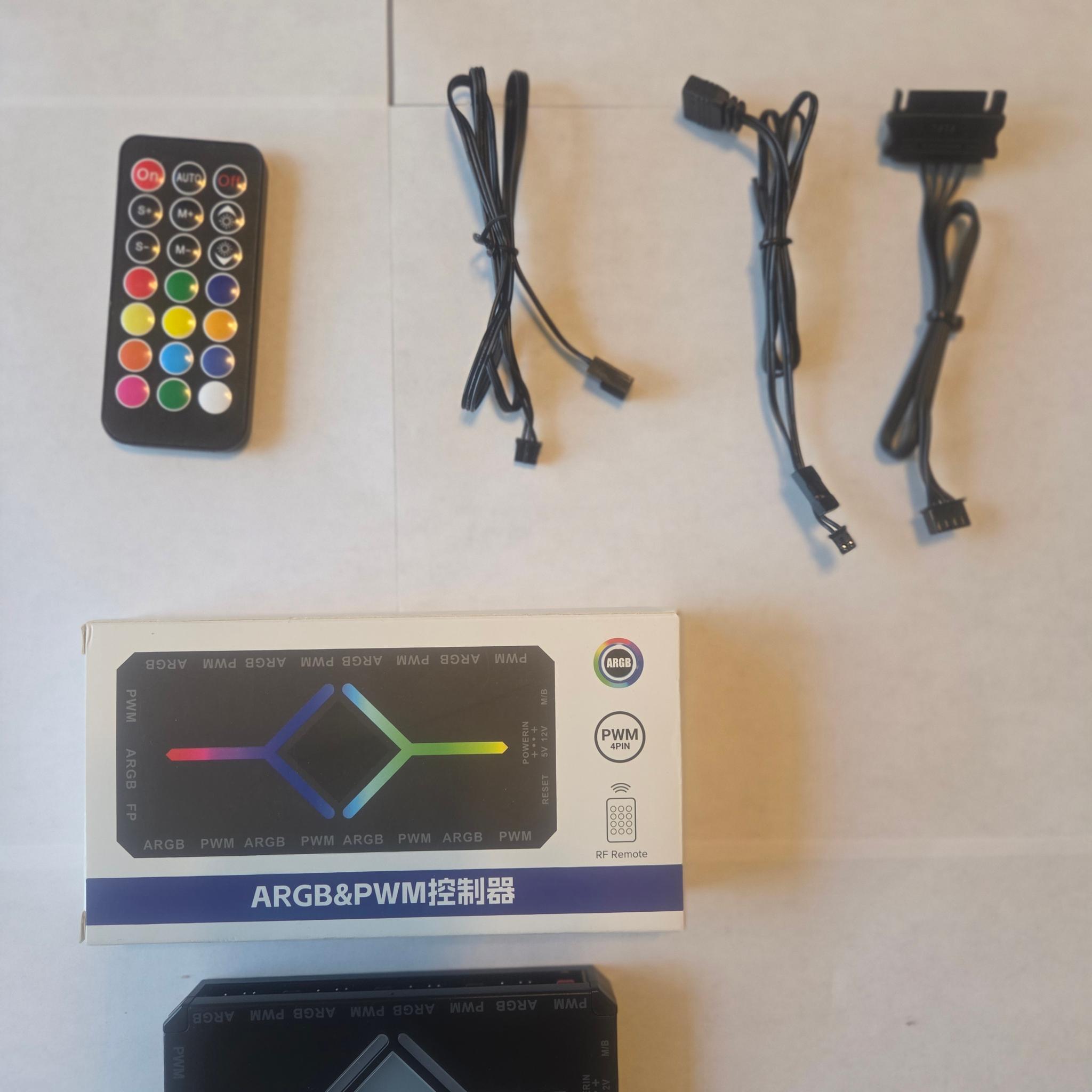 ARGB Fan PWM Controller Hub Splitter with Remote 4PIN 9 ports Black