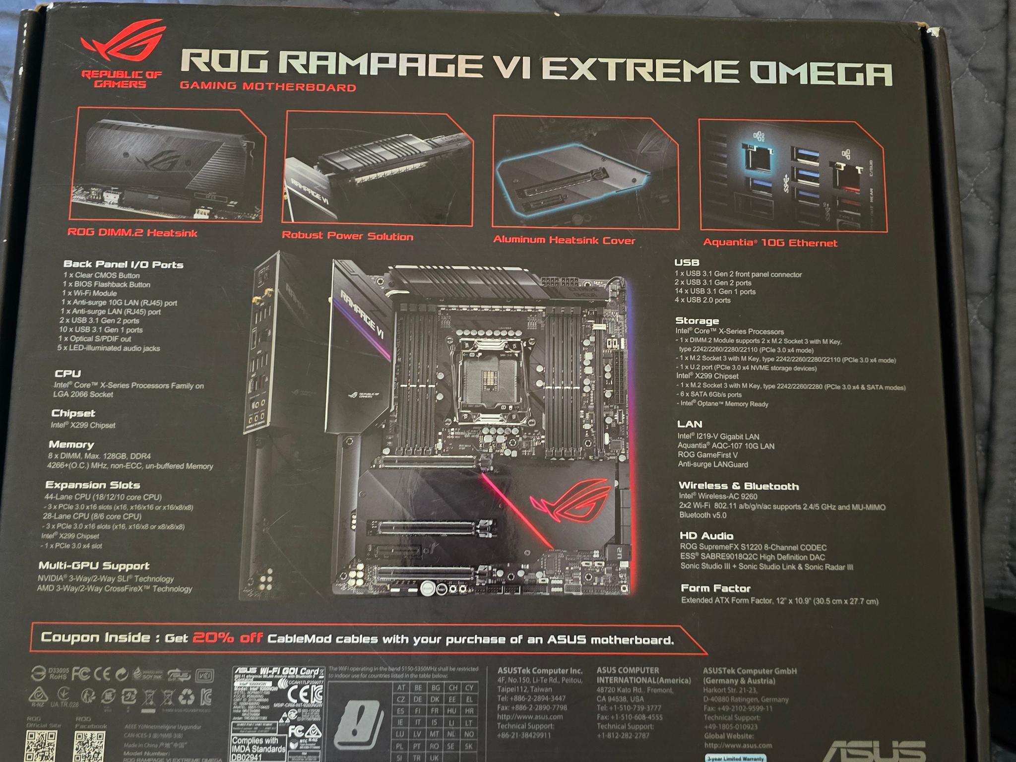 ASUS X299 ROG RAMPAGE VI EXTREME OMEGA LGA 2066
