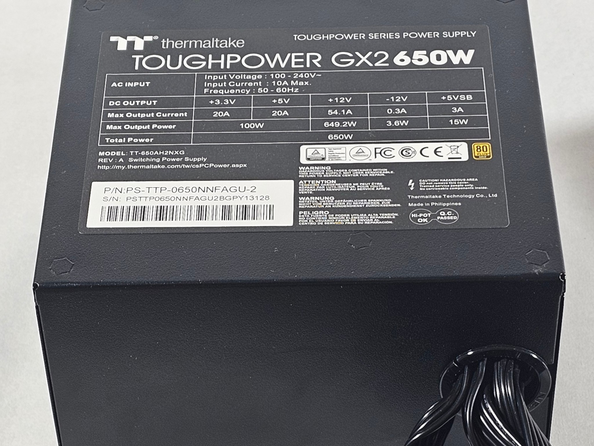 650 Watt PSU 80+ Gold Toughpower GX2 650W Power Supply
