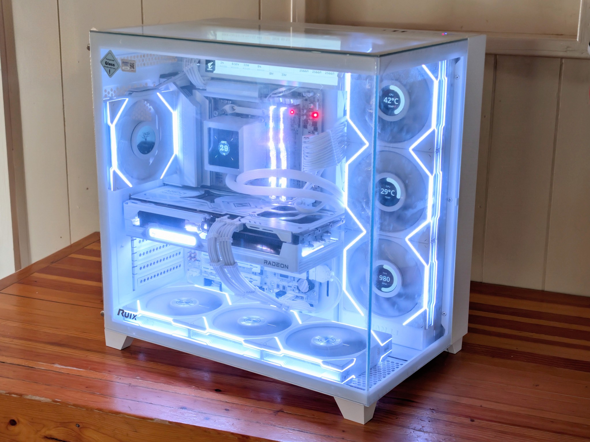 💎 Liquid Crystal 💎 Ryzen 7 7800X3D • RX 9070 XT • 32GB DDR5 • 6 LCD Screens • 2TB NVMe