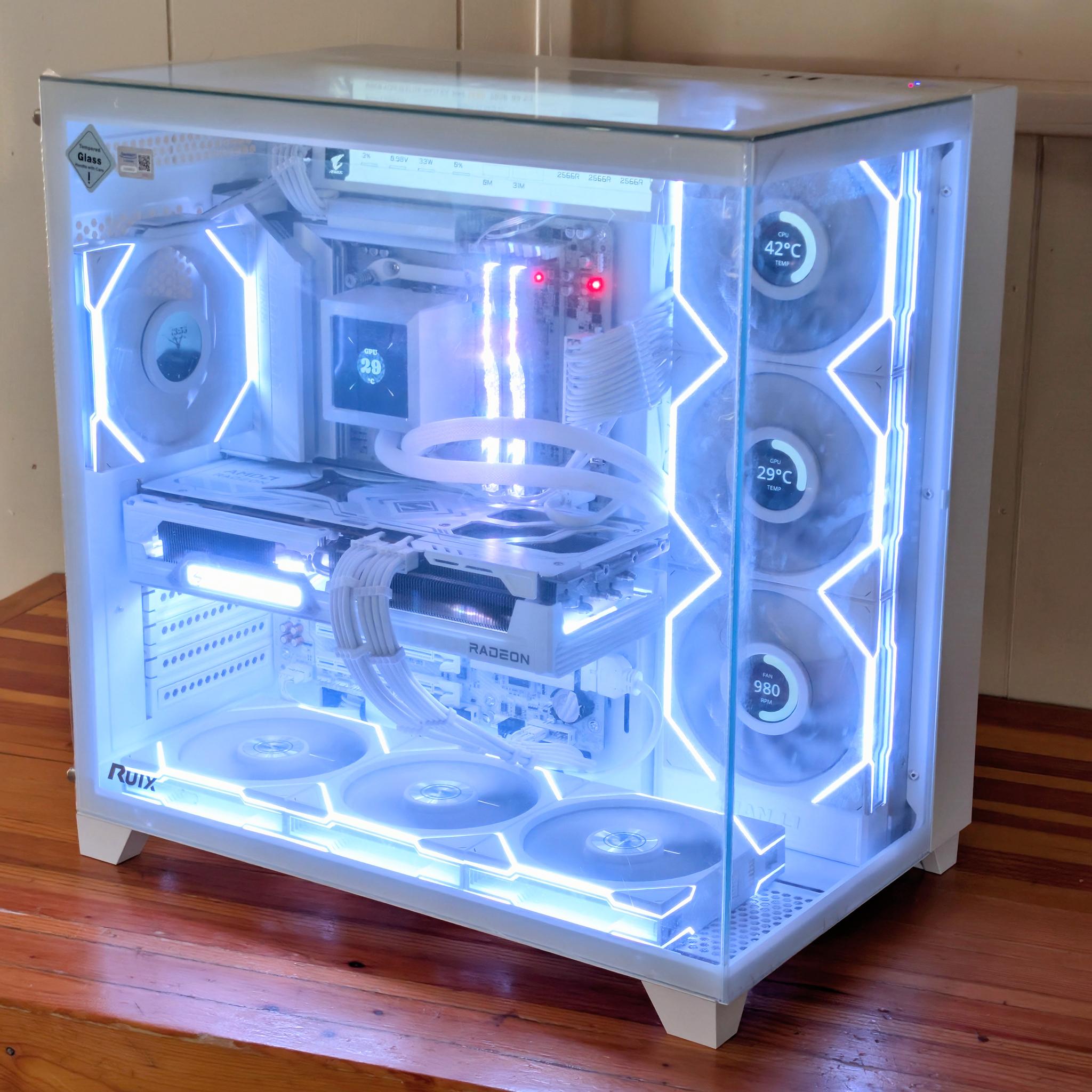 💎 Liquid Crystal 💎 Ryzen 7 7800X3D • RX 9070 XT • 32GB DDR5 • 6 LCD Screens • 2TB NVMe