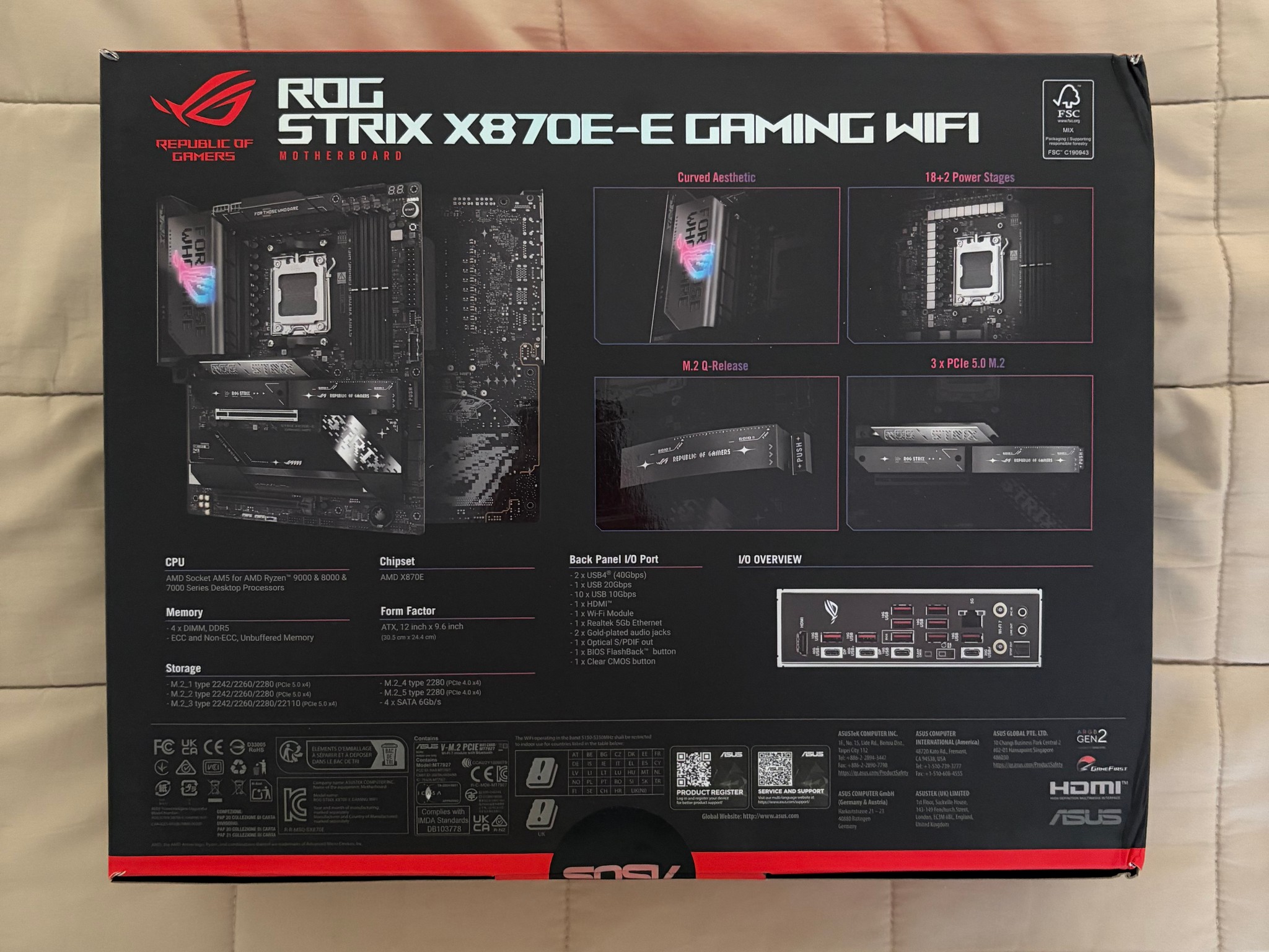 ASUS ROG STRIX X870E-E Gaming Wi-Fi 7 DDR5 AM5 AMD ATX Motherboard