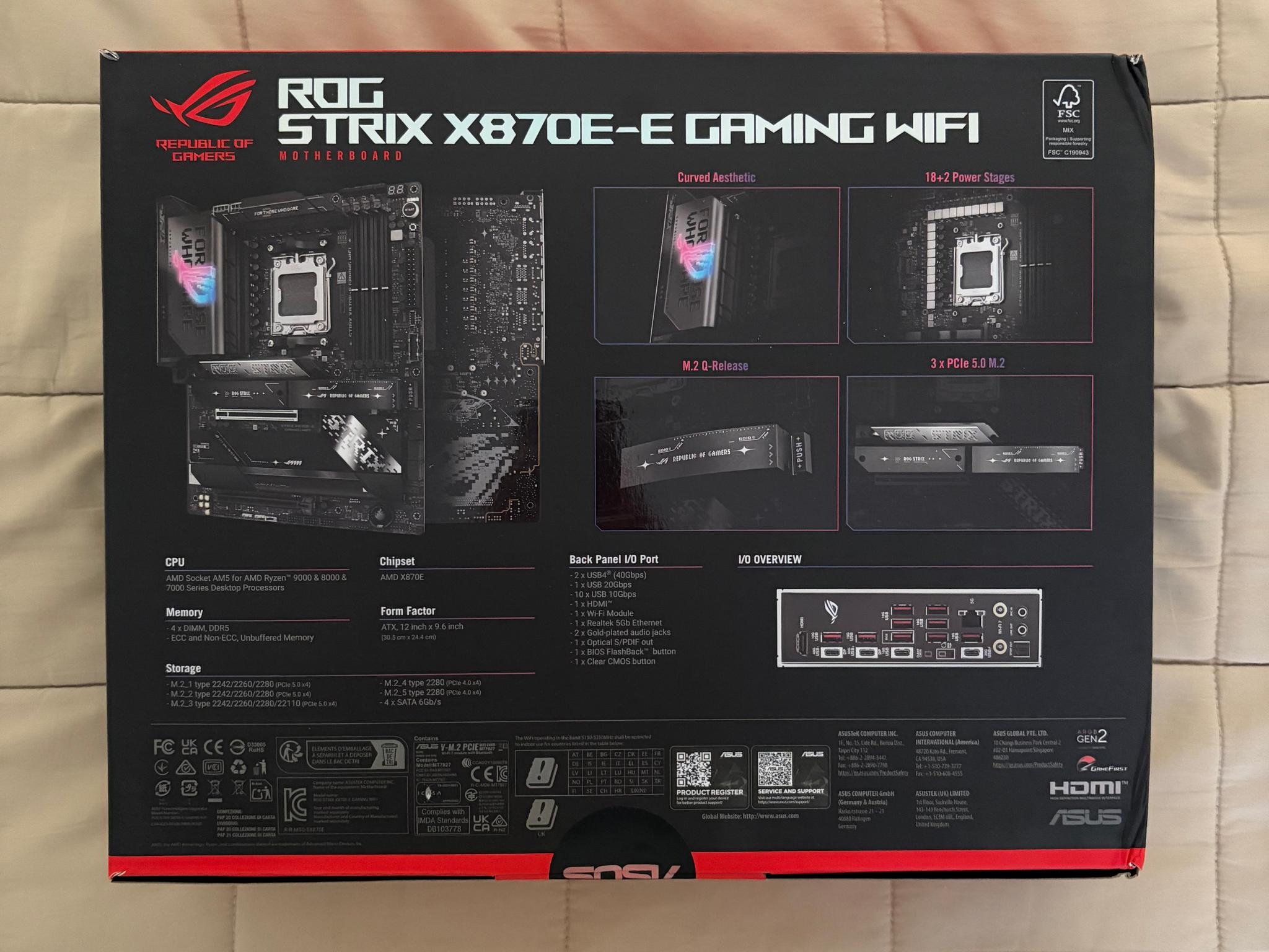 ASUS ROG STRIX X870E-E Gaming Wi-Fi 7 DDR5 AM5 AMD ATX Motherboard