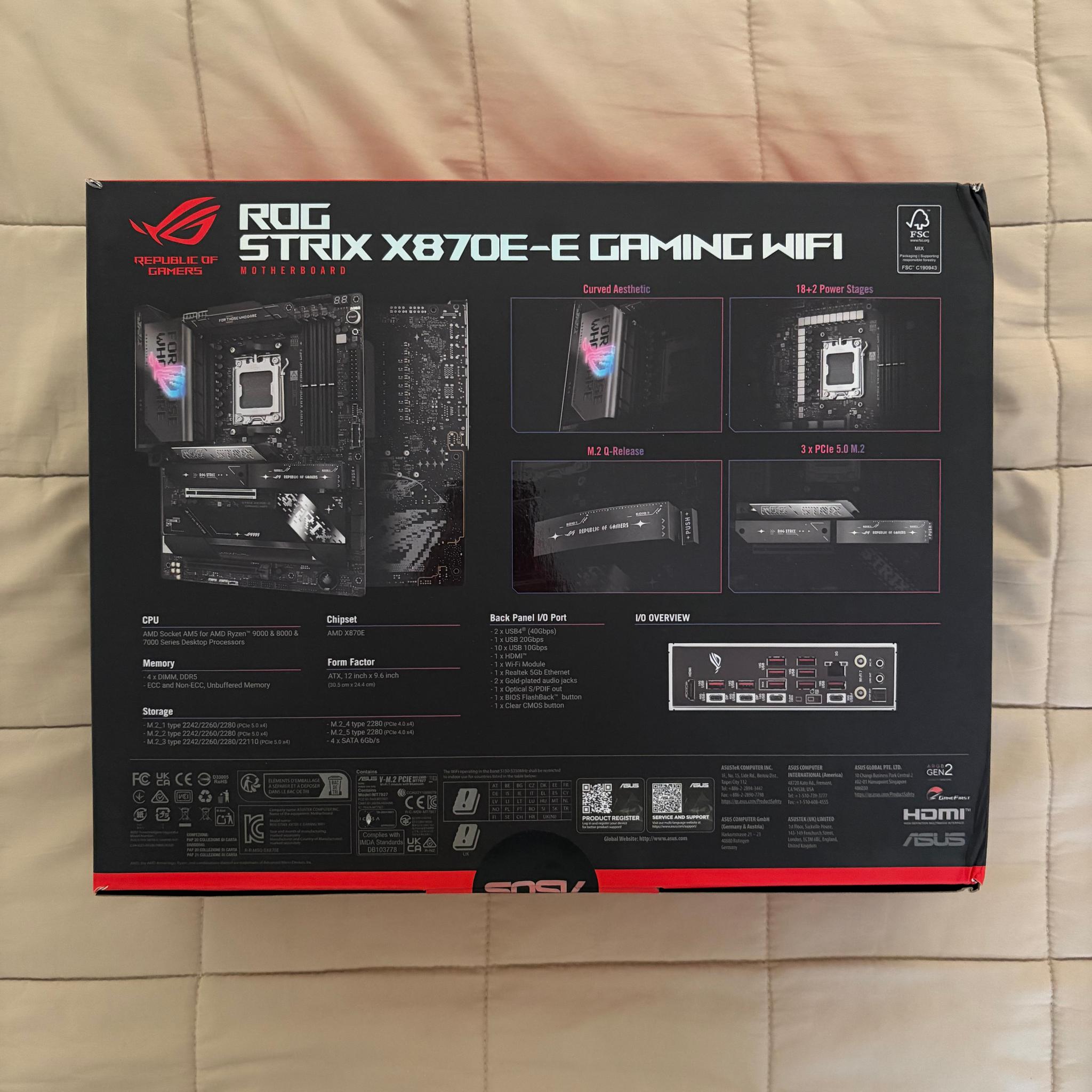 ASUS ROG STRIX X870E-E Gaming Wi-Fi 7 DDR5 AM5 AMD ATX Motherboard