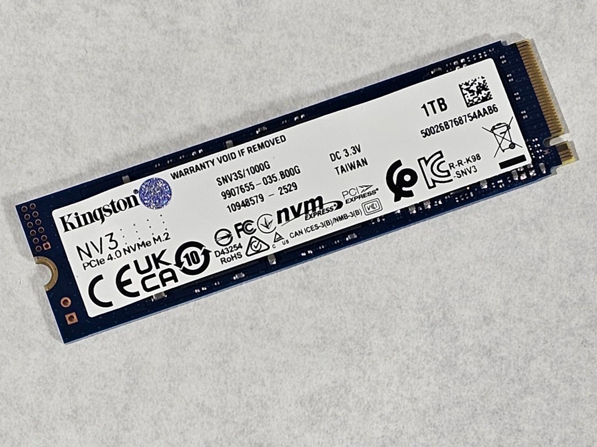 1TB NVMe M.2 SSD (PCIe 4.0) Kingston NV3