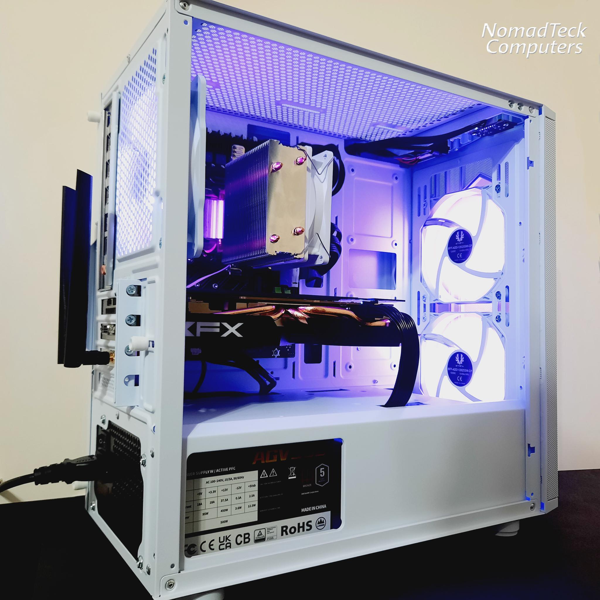 ⚡Budget White Gaming PC - Intel Xeon 8-cores ● 16GB RAM ● 512GB SSD ● AMD RX 580 8GB