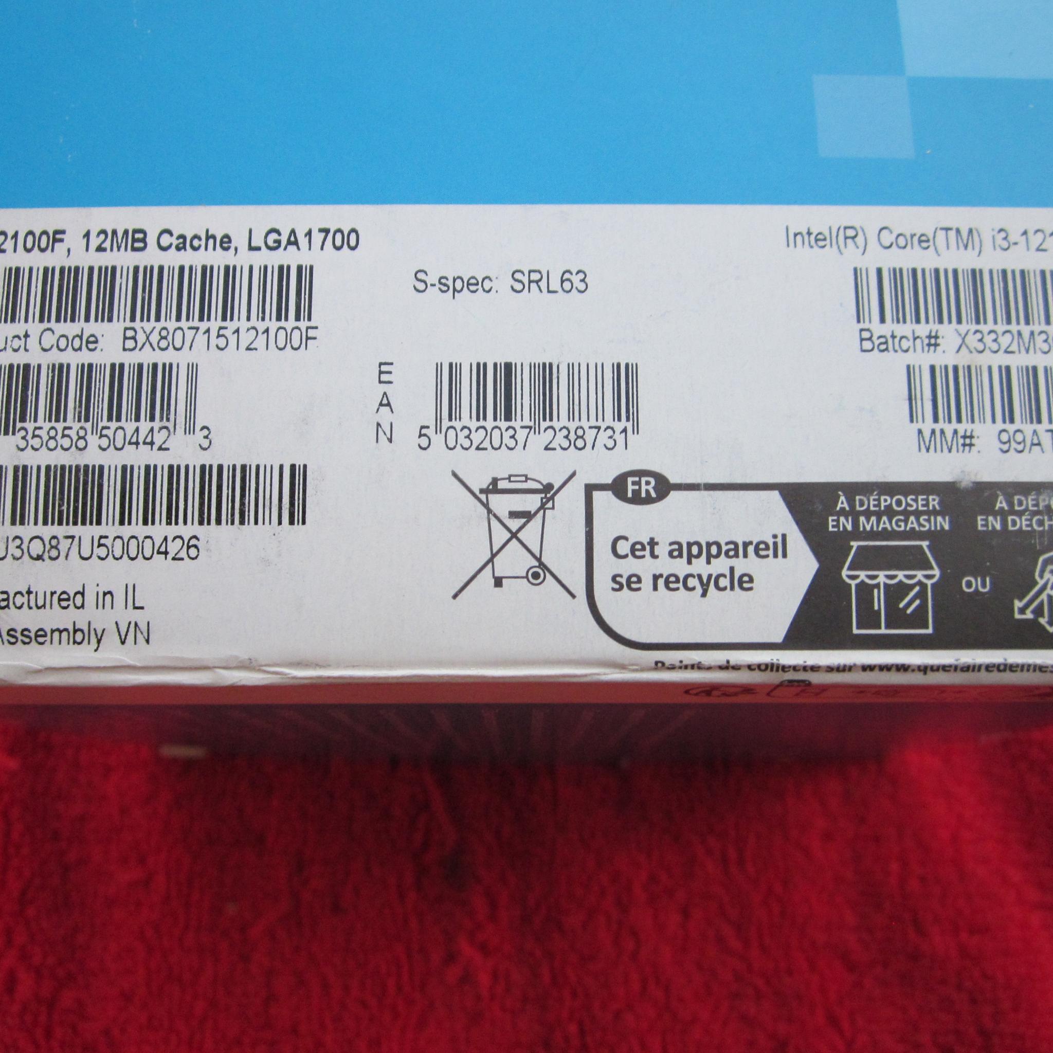 NEW! Intel Core i3-12100F CPU Processor 3.3/4.3 GHz Quad Core LGA1700