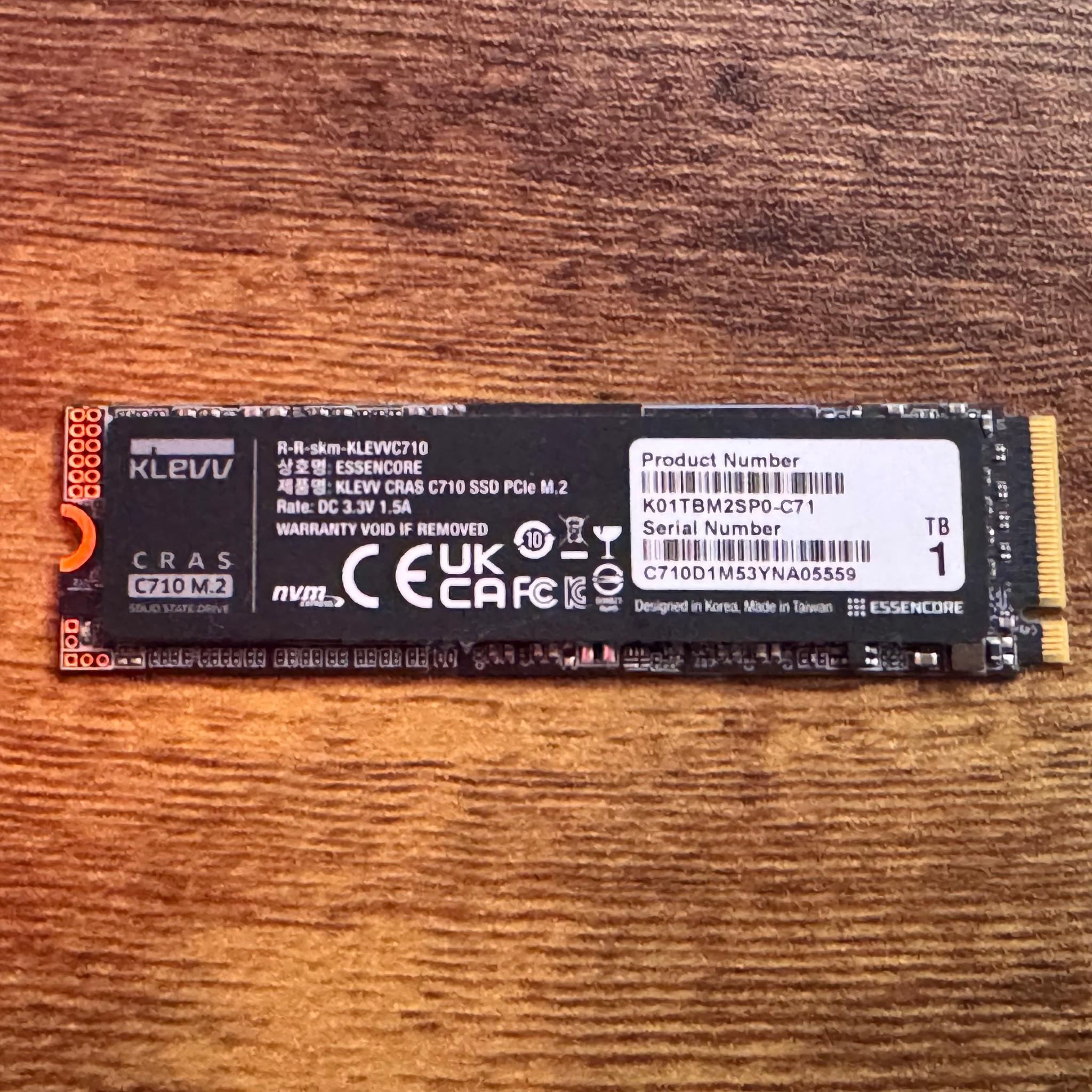1TB NVMe PCle Gen3x4 KLEVV SSD