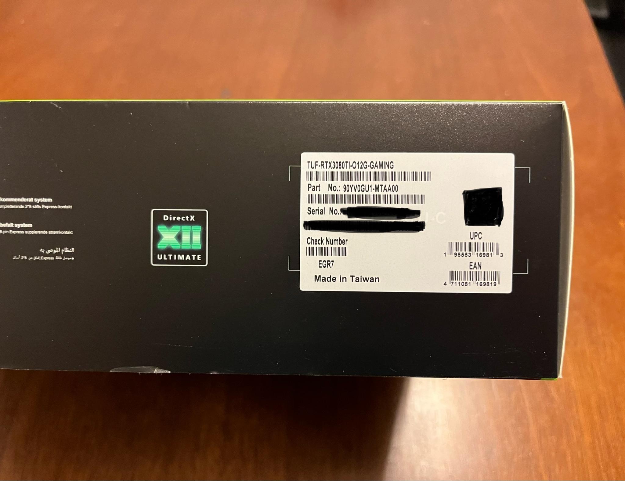 Asus Tuff 3080ti 12gb NEW Open Box