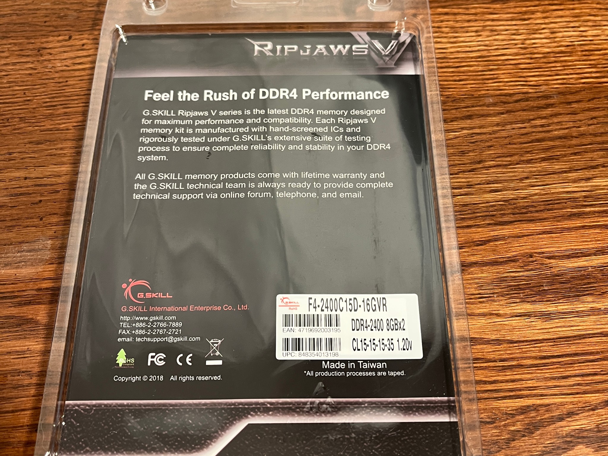 G.Skill Ripjaws V Series 16GB (2 x 8GB) 288-Pin DDR4 SDRAM DDR4 2400 (PC4 19200)