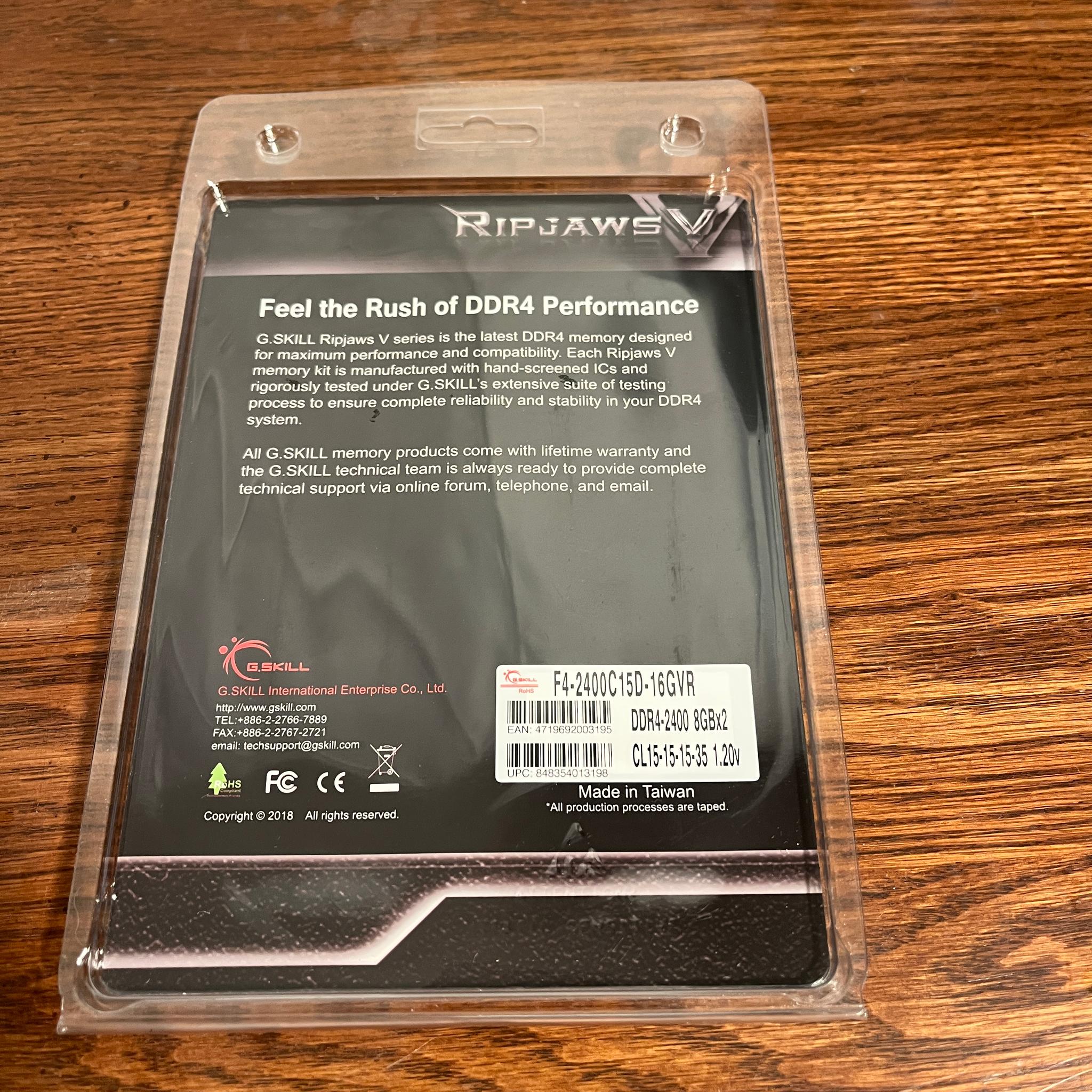 G.Skill Ripjaws V Series 16GB (2 x 8GB) 288-Pin DDR4 SDRAM DDR4 2400 (PC4 19200)